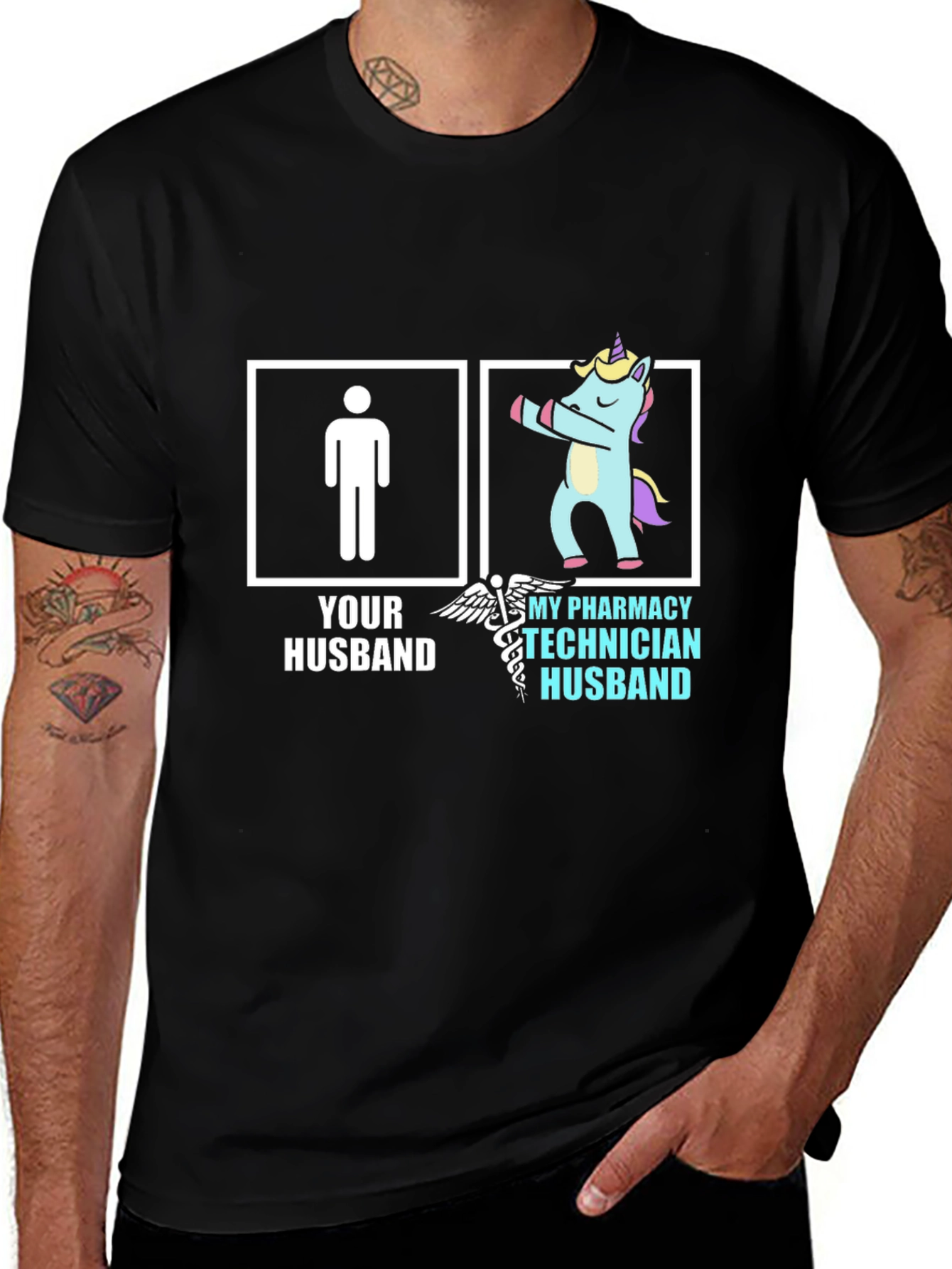 Funny Pharmacy Technician Husband Unicorn T-Shirt