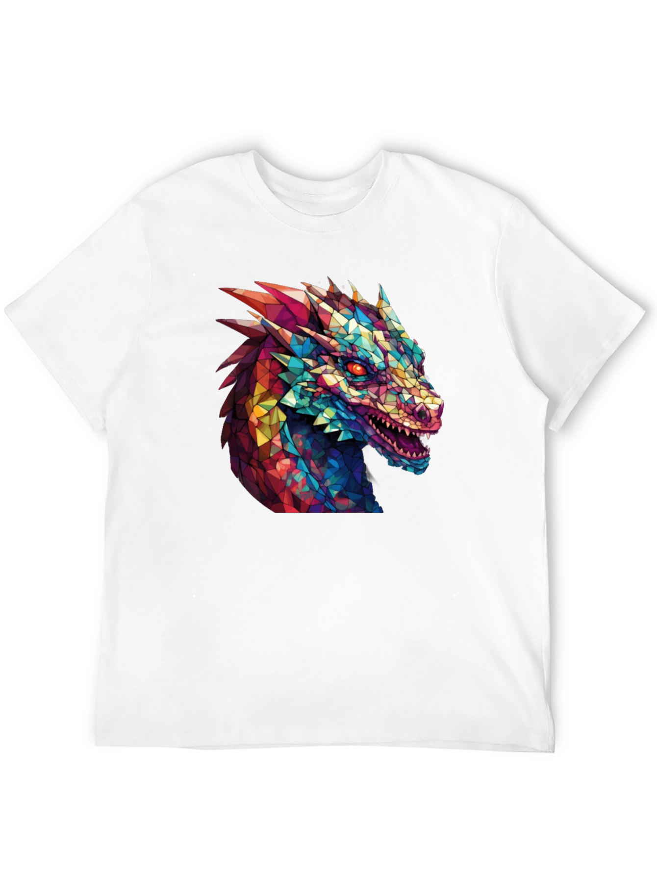 Geometric Dragon Head Graphic Black T-Shirt