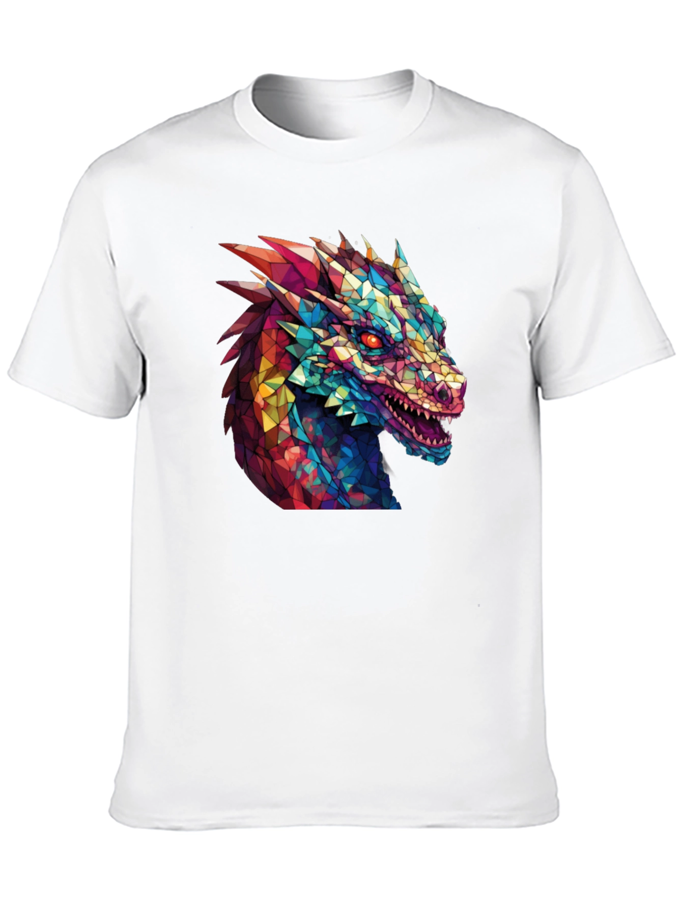 Geometric Dragon Head Graphic Black T-Shirt