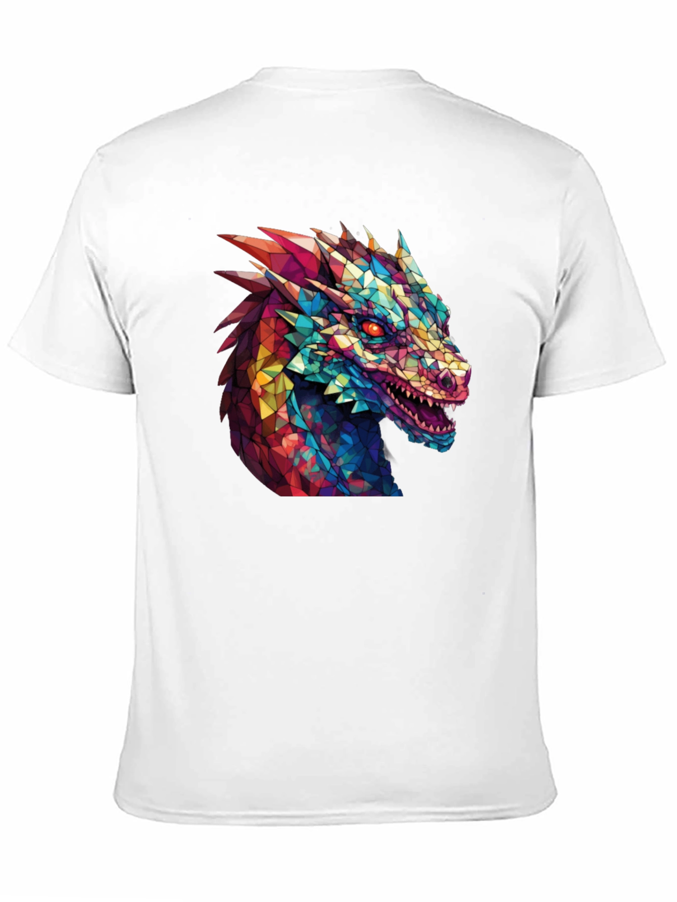 Geometric Dragon Head Graphic Black T-Shirt