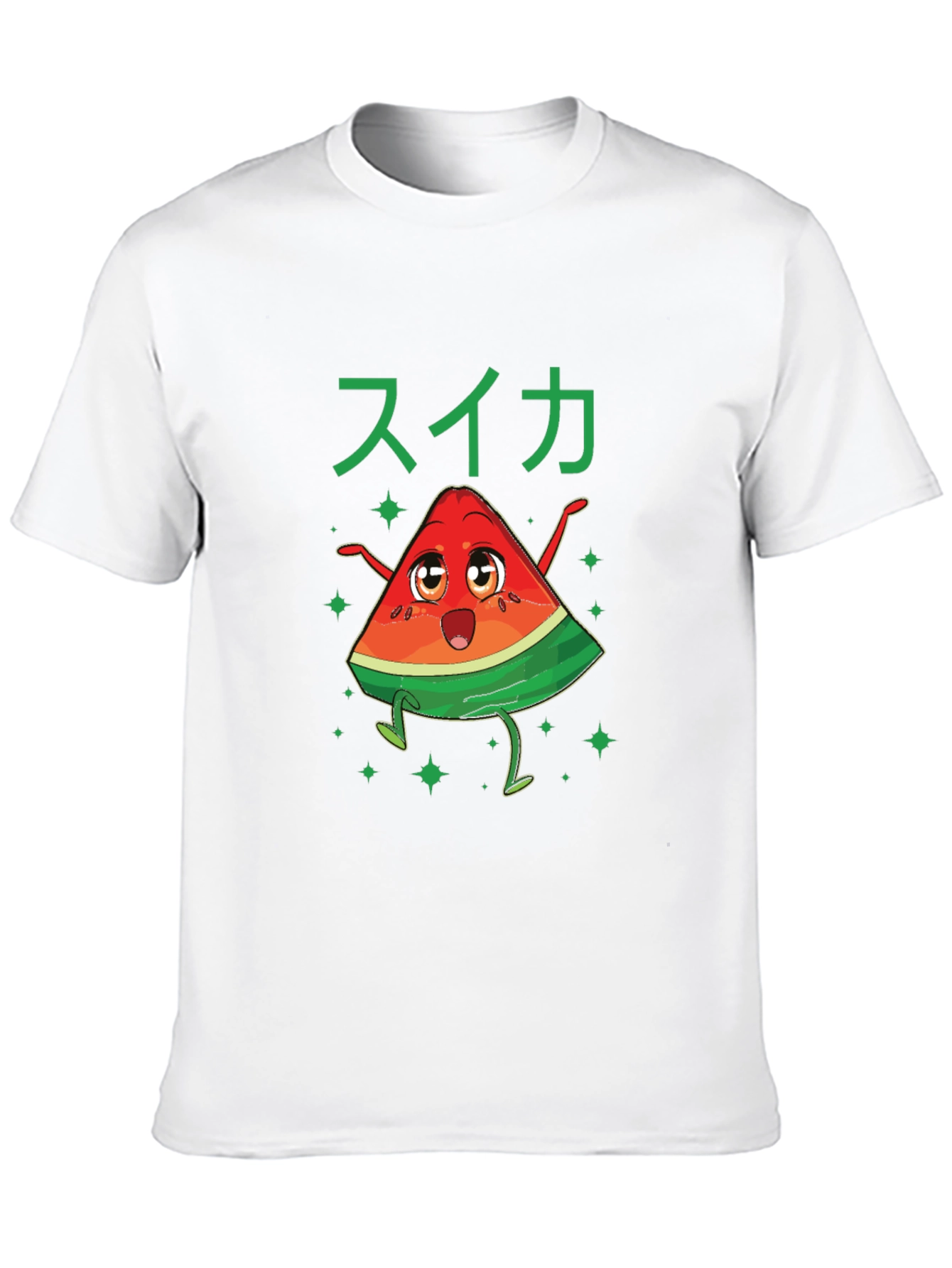 Fun Watermelon Cartoon Graphic Tee - Black Cotton Shirt