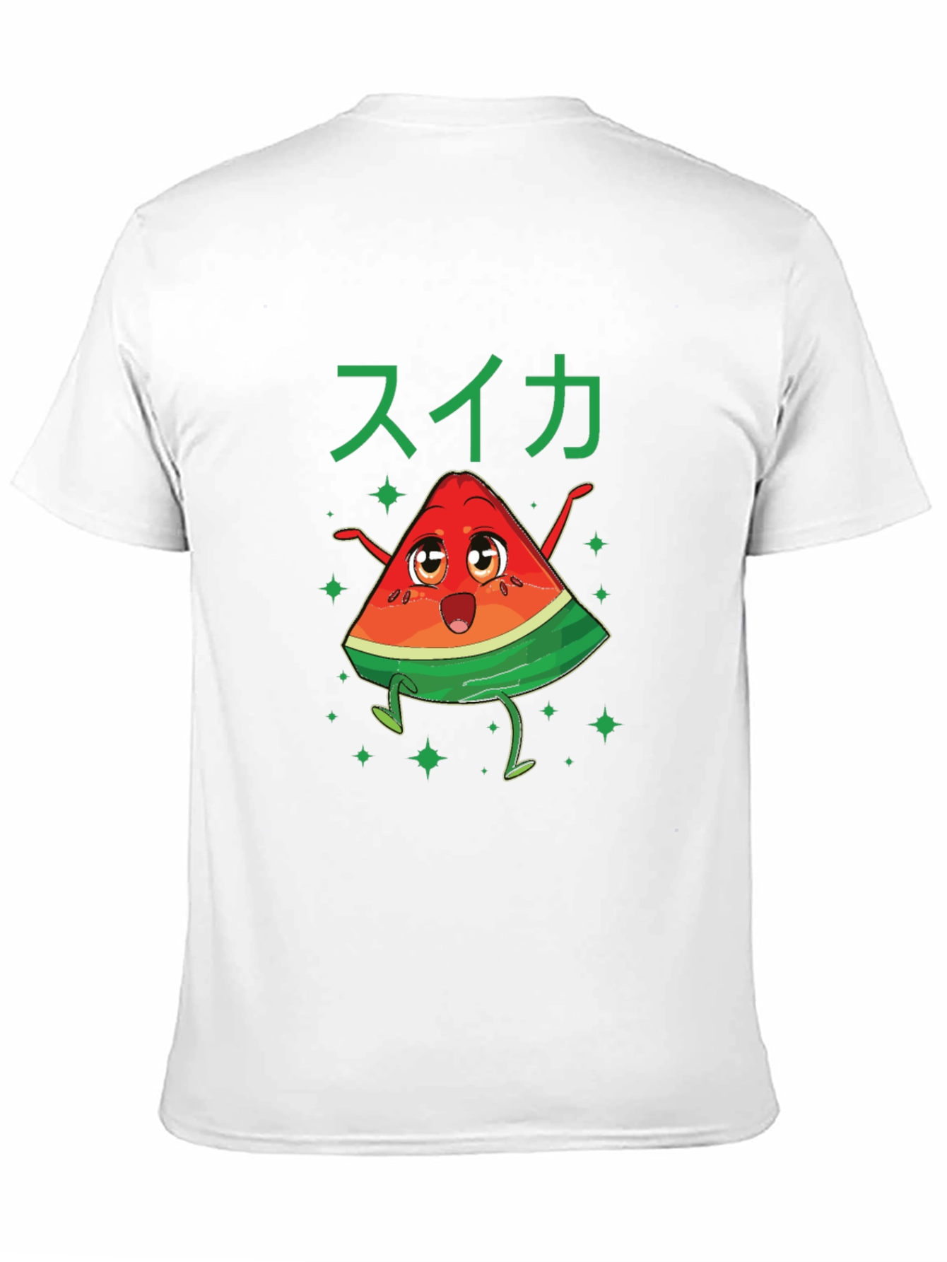 Fun Watermelon Cartoon Graphic Tee - Black Cotton Shirt