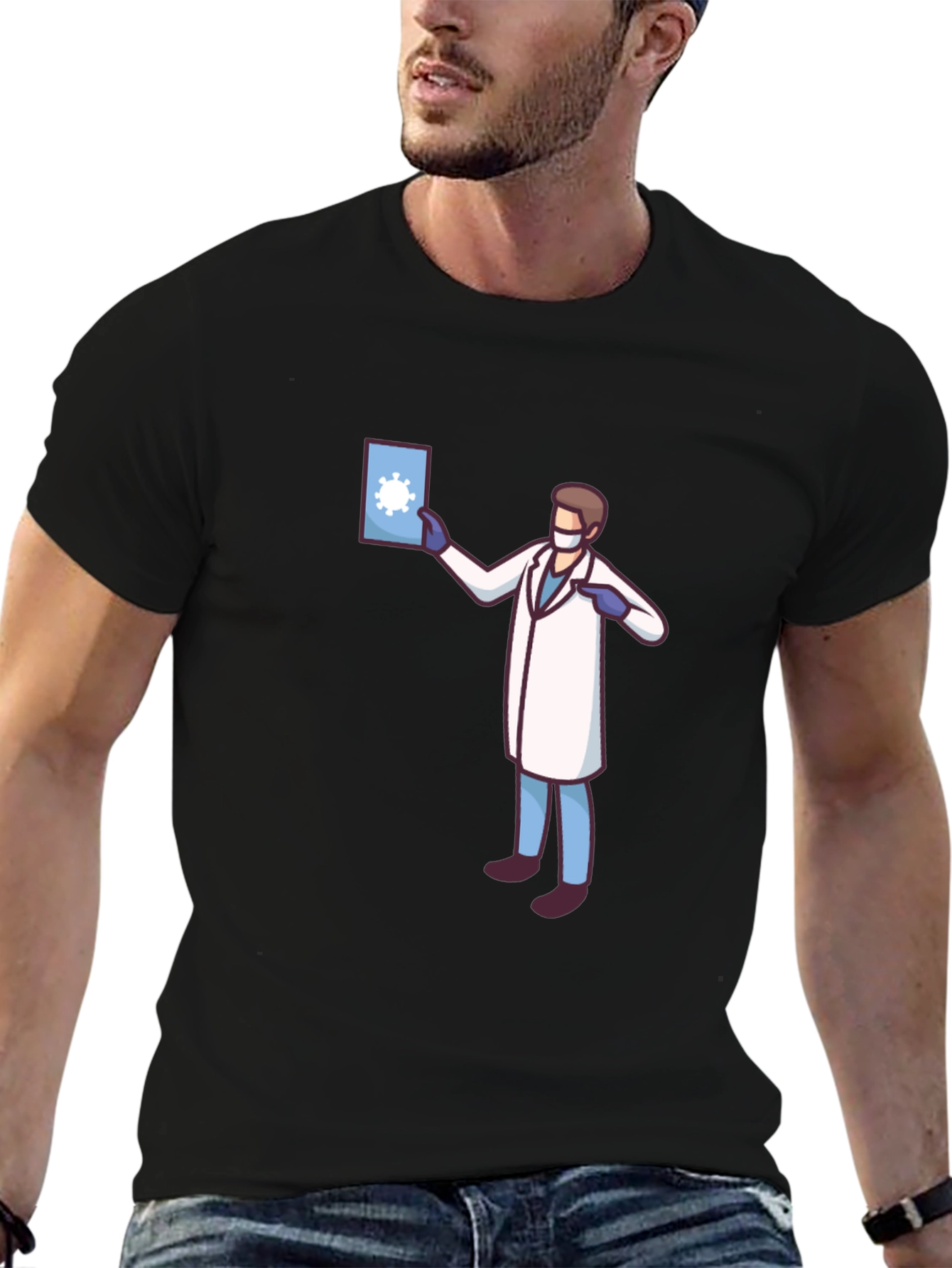 Doctor Graphic Black T-Shirt - Novelty COVID Design