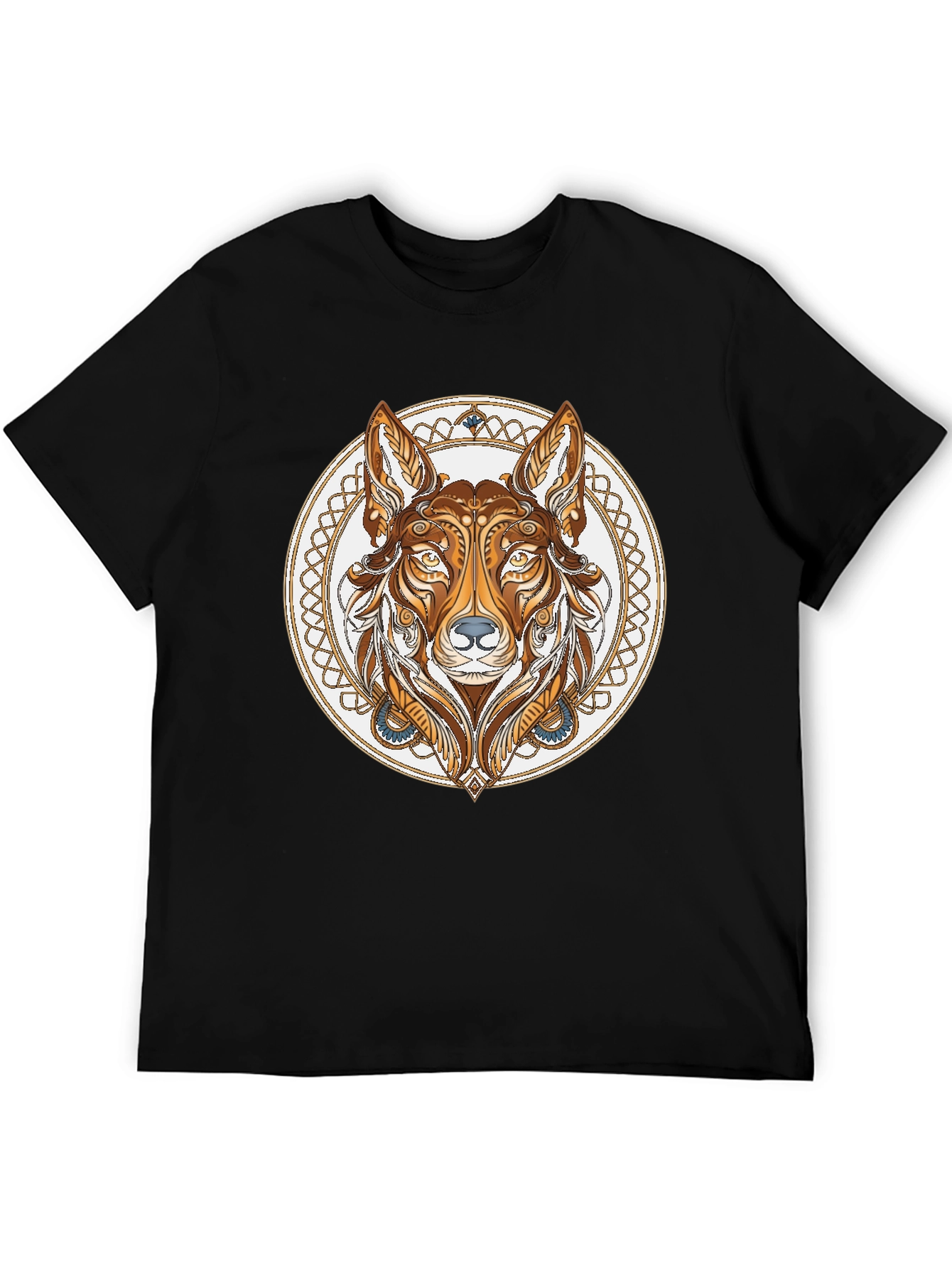 Tribal Wolf Graphic Tee - Black