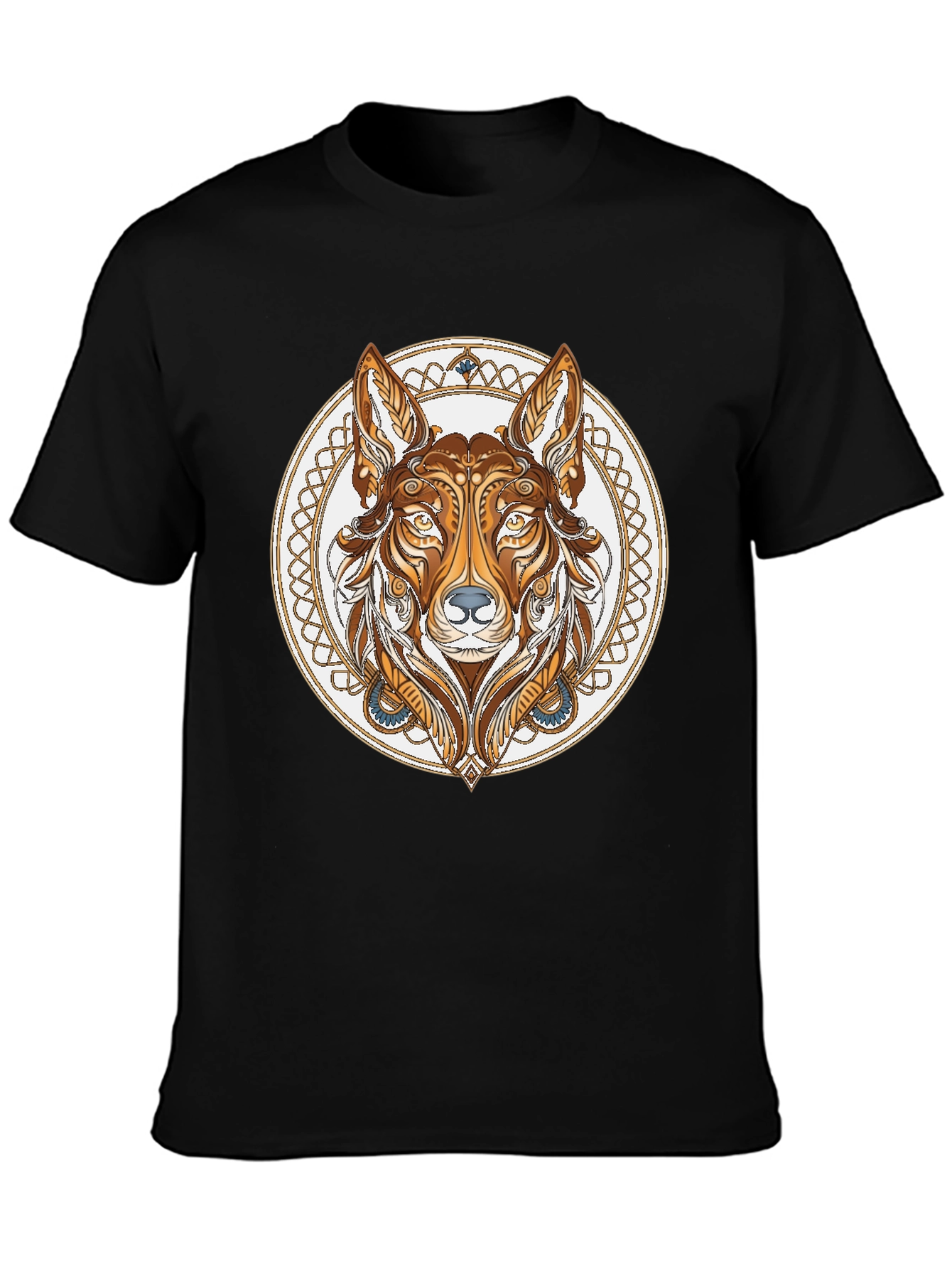 Tribal Wolf Graphic Tee - Black