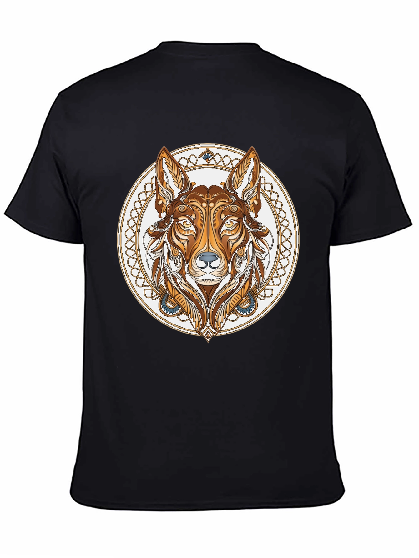 Tribal Wolf Graphic Tee - Black