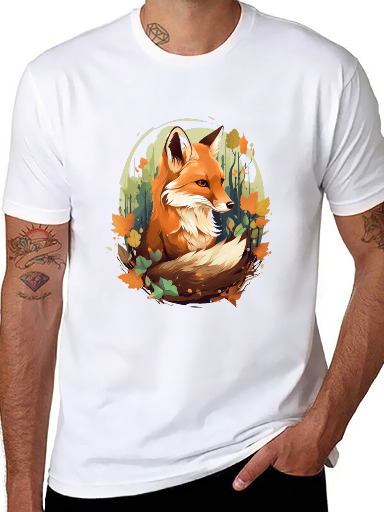 Autumn Fox Graphic Tee - Stylish Wildlife Design