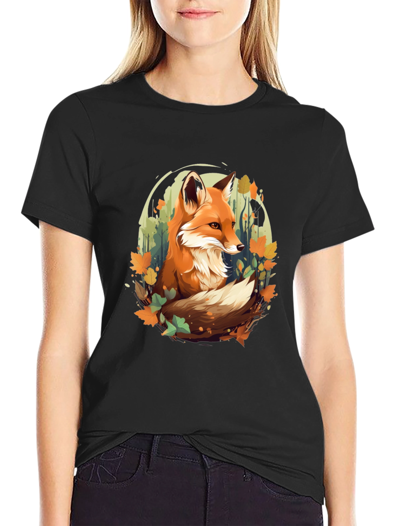 Autumn Fox Graphic Tee - Stylish Wildlife Design
