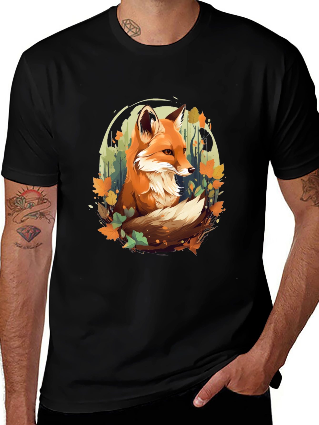 Autumn Fox Graphic Tee - Stylish Wildlife Design