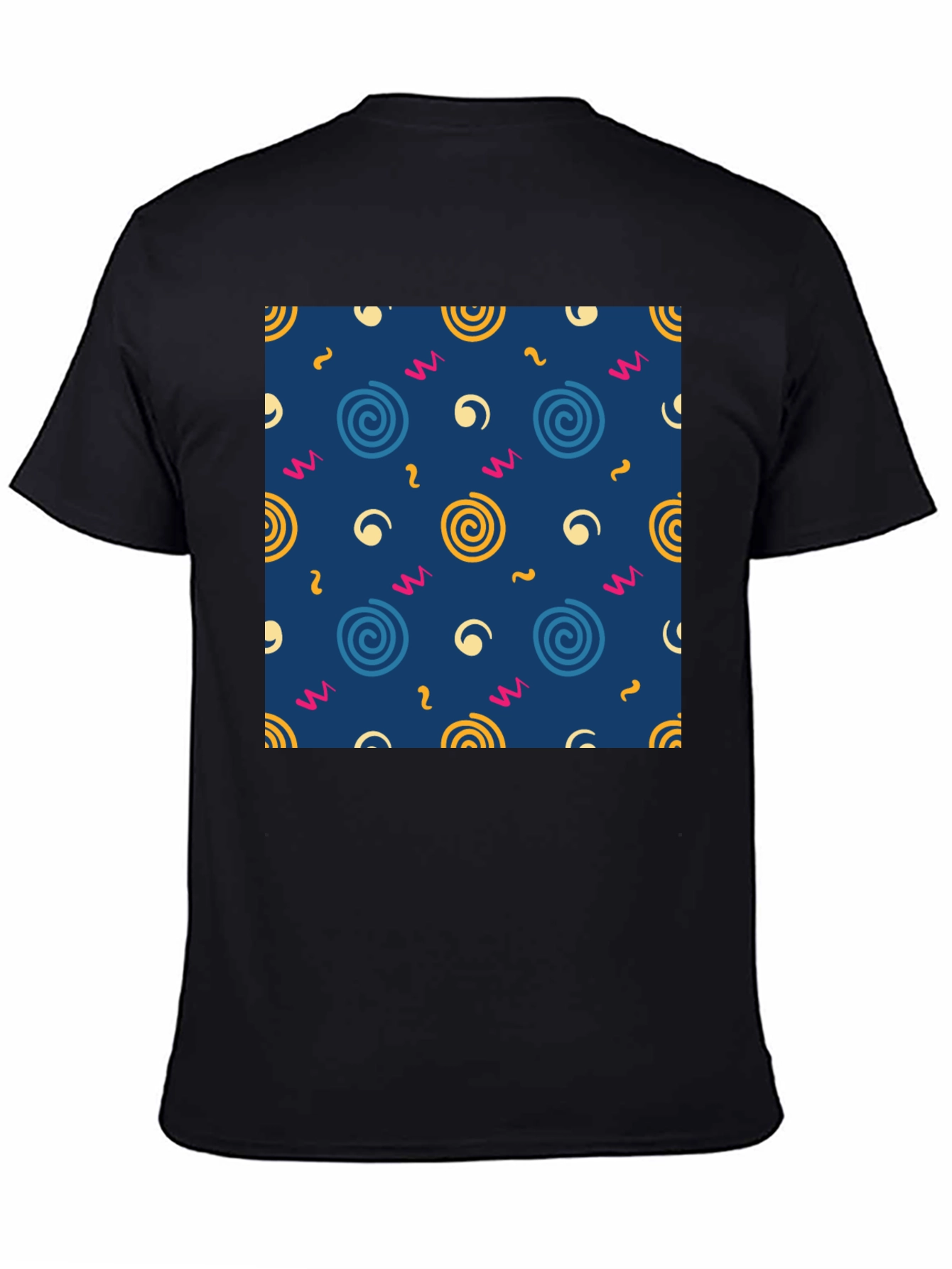Retro Swirl Pattern Black T-Shirt