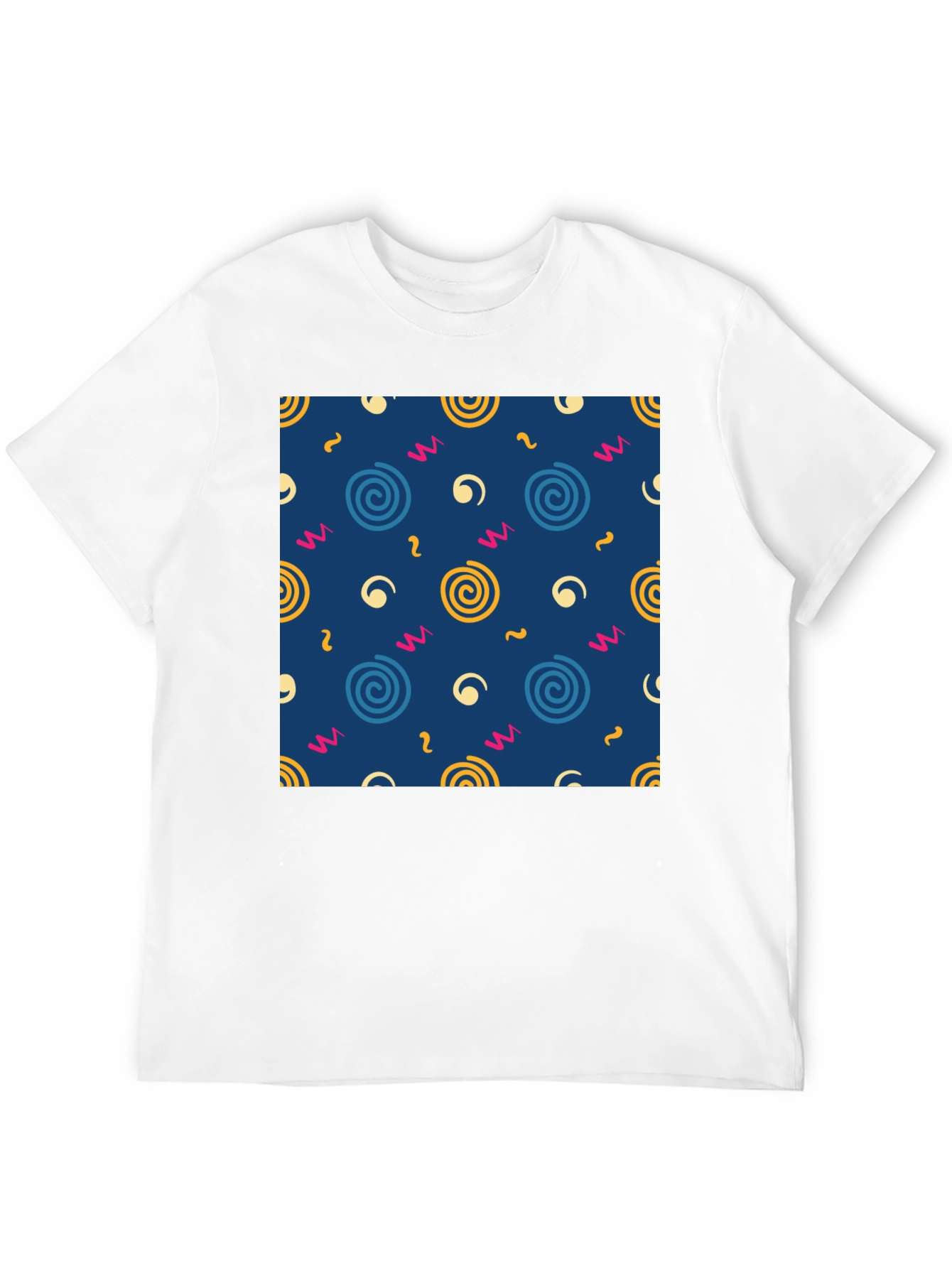 Retro Swirl Pattern Black T-Shirt