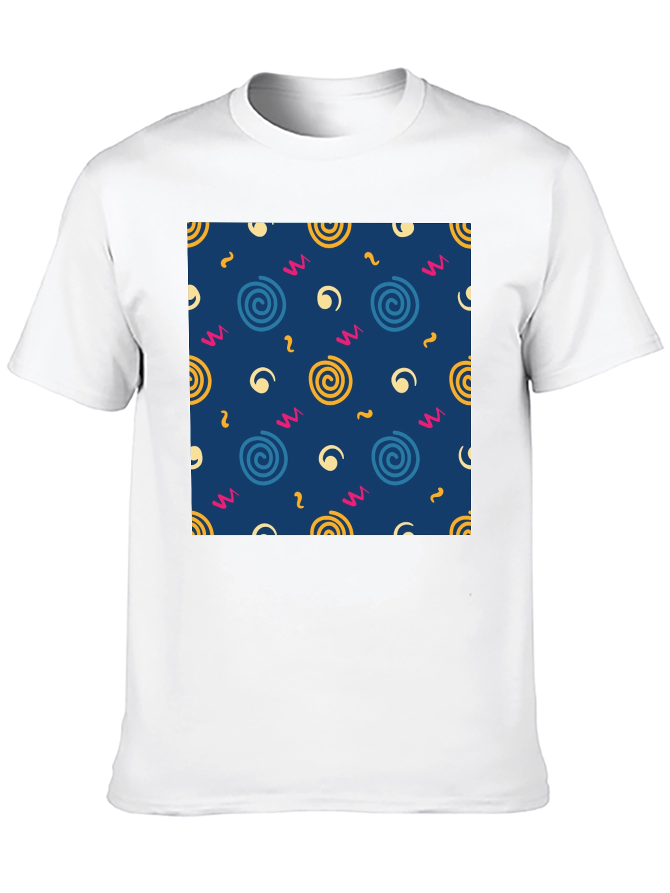 Retro Swirl Pattern Black T-Shirt
