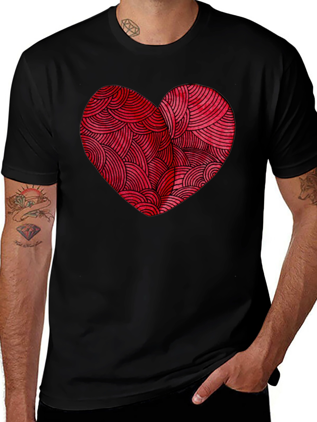 Heart Graphic Tee - Mens Black T-Shirt