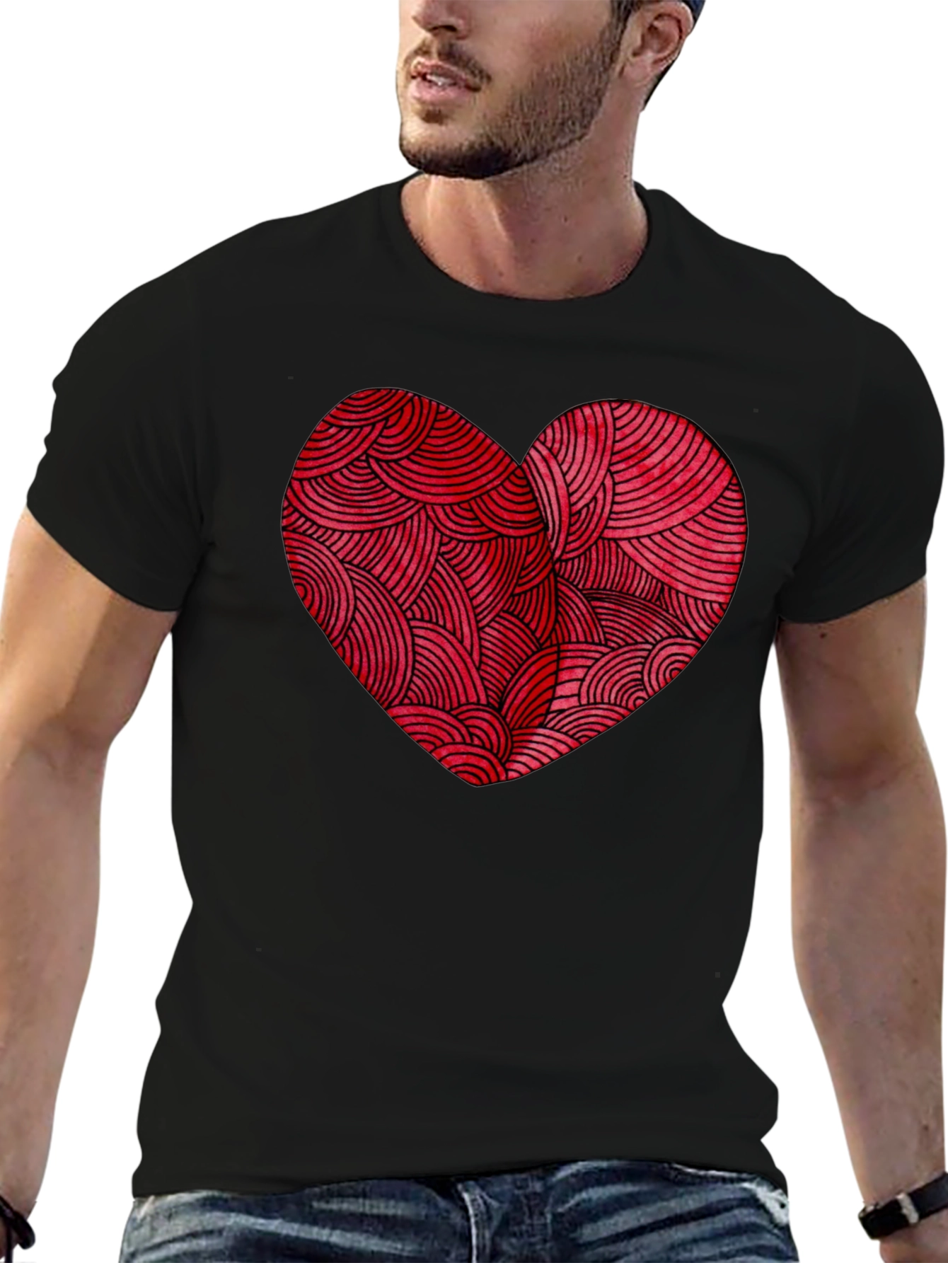 Heart Graphic Tee - Mens Black T-Shirt