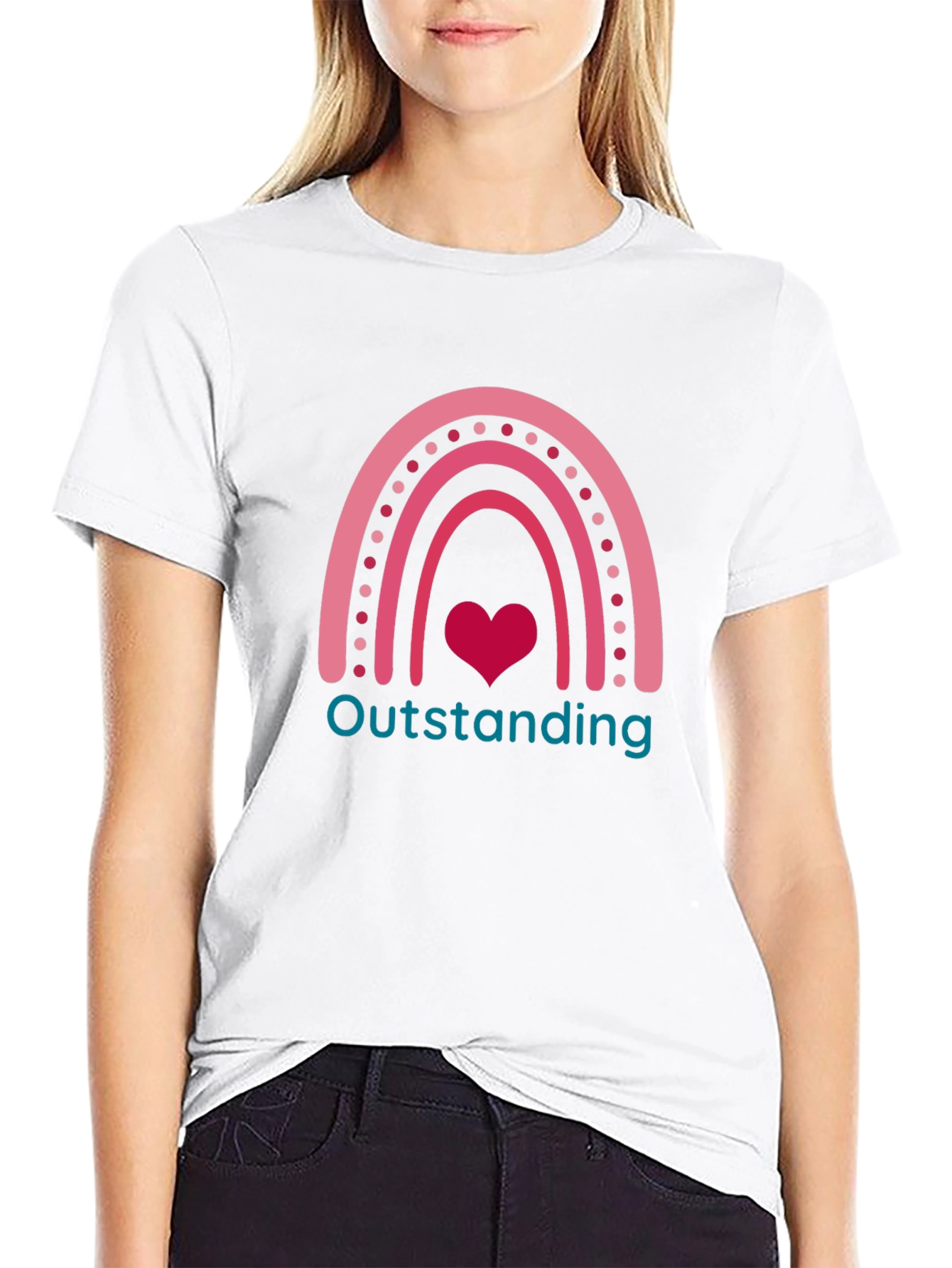 Outstanding Rainbow Heart Graphic T-Shirt