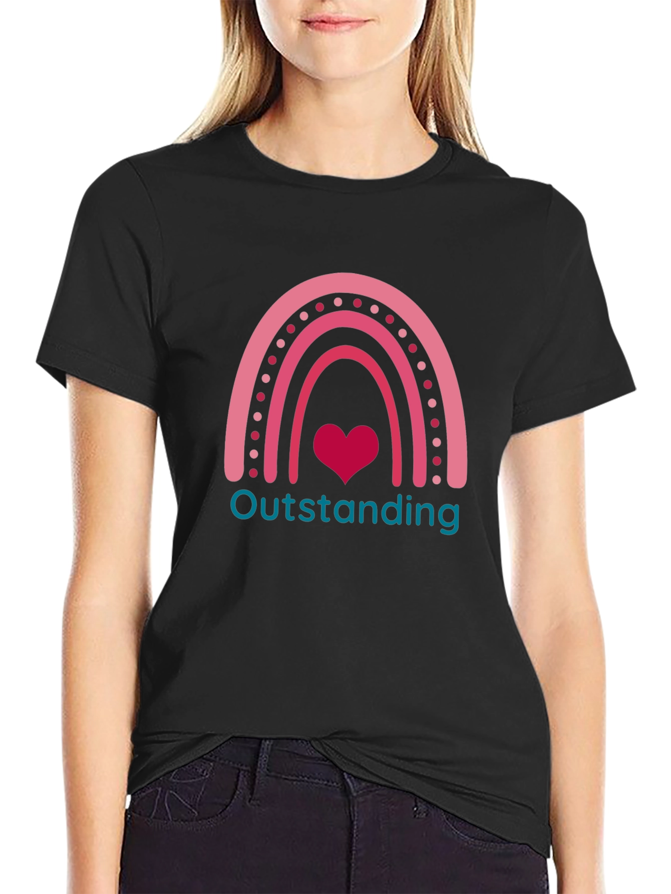 Outstanding Rainbow Heart Graphic T-Shirt