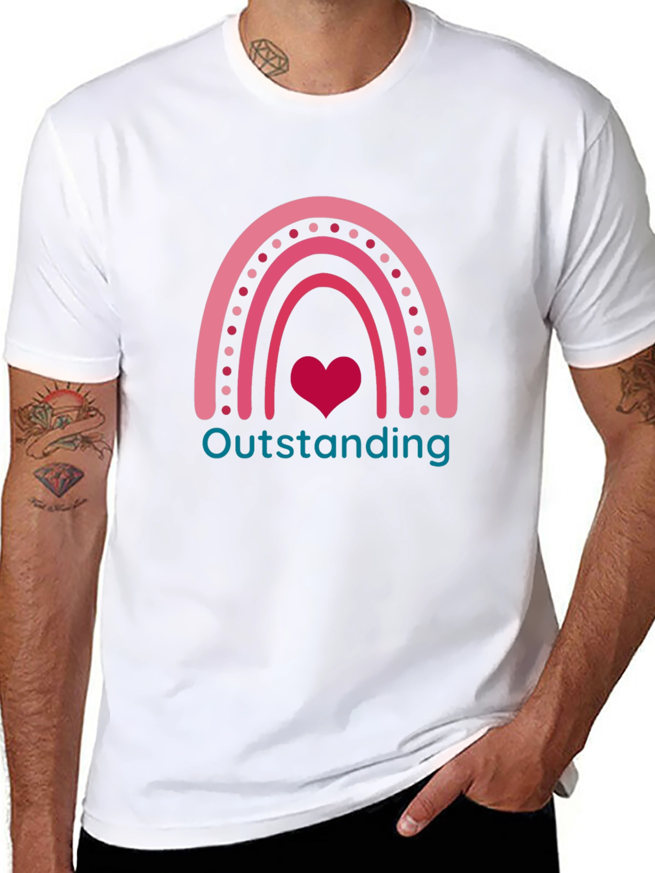 Outstanding Rainbow Heart Graphic T-Shirt