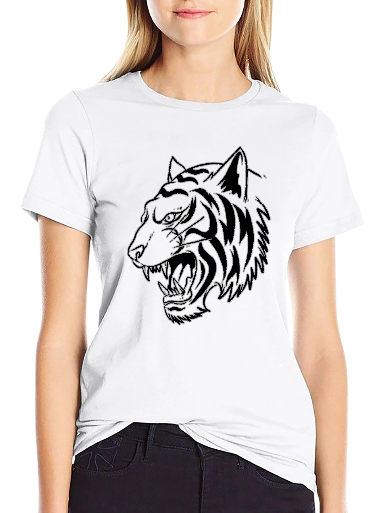 Mens Black Tiger Graphic T-Shirt