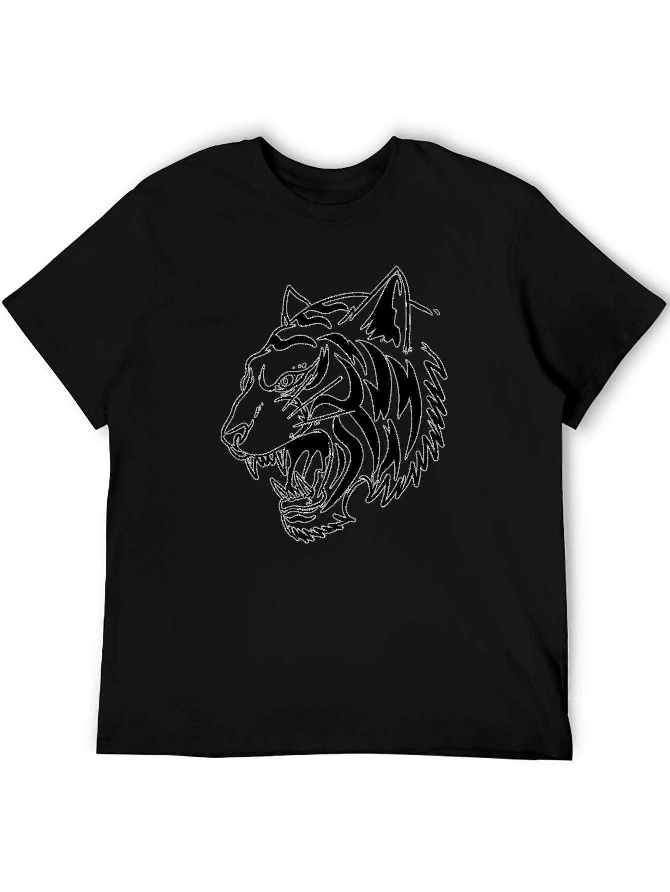 Mens Black Tiger Graphic T-Shirt