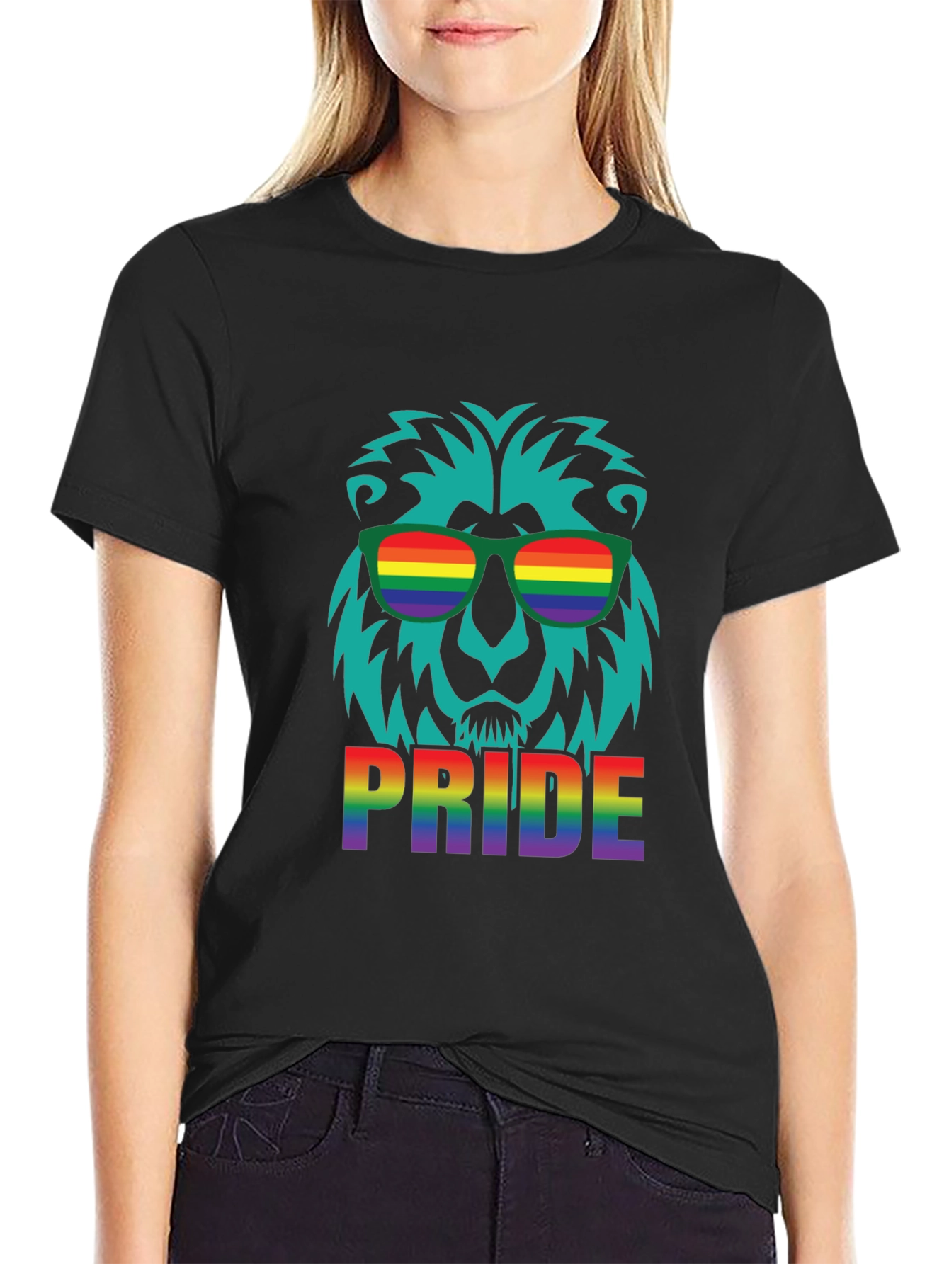 Pride Lion Graphic Tee - Rainbow LGBTQ+ Support