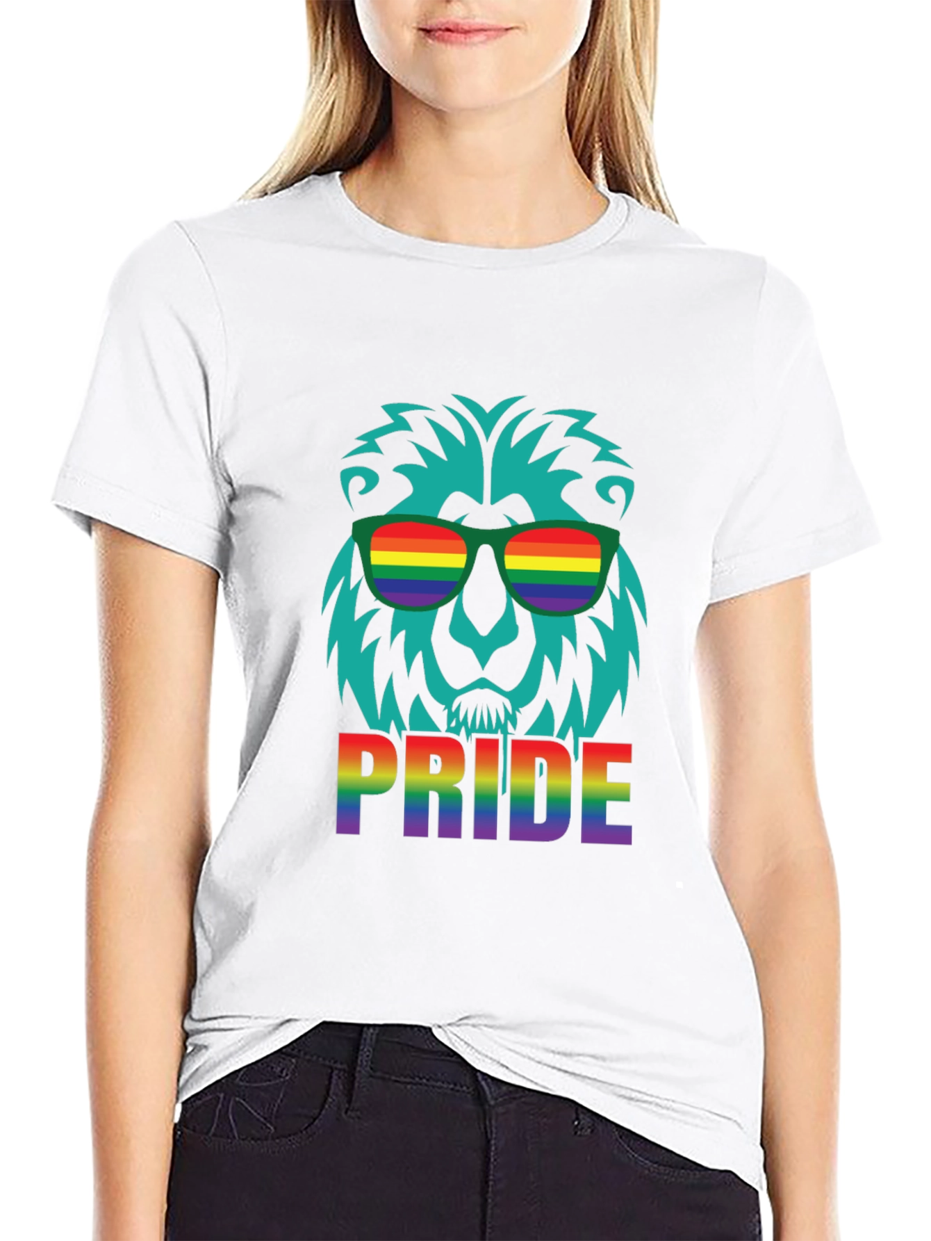Pride Lion Graphic Tee - Rainbow LGBTQ+ Support