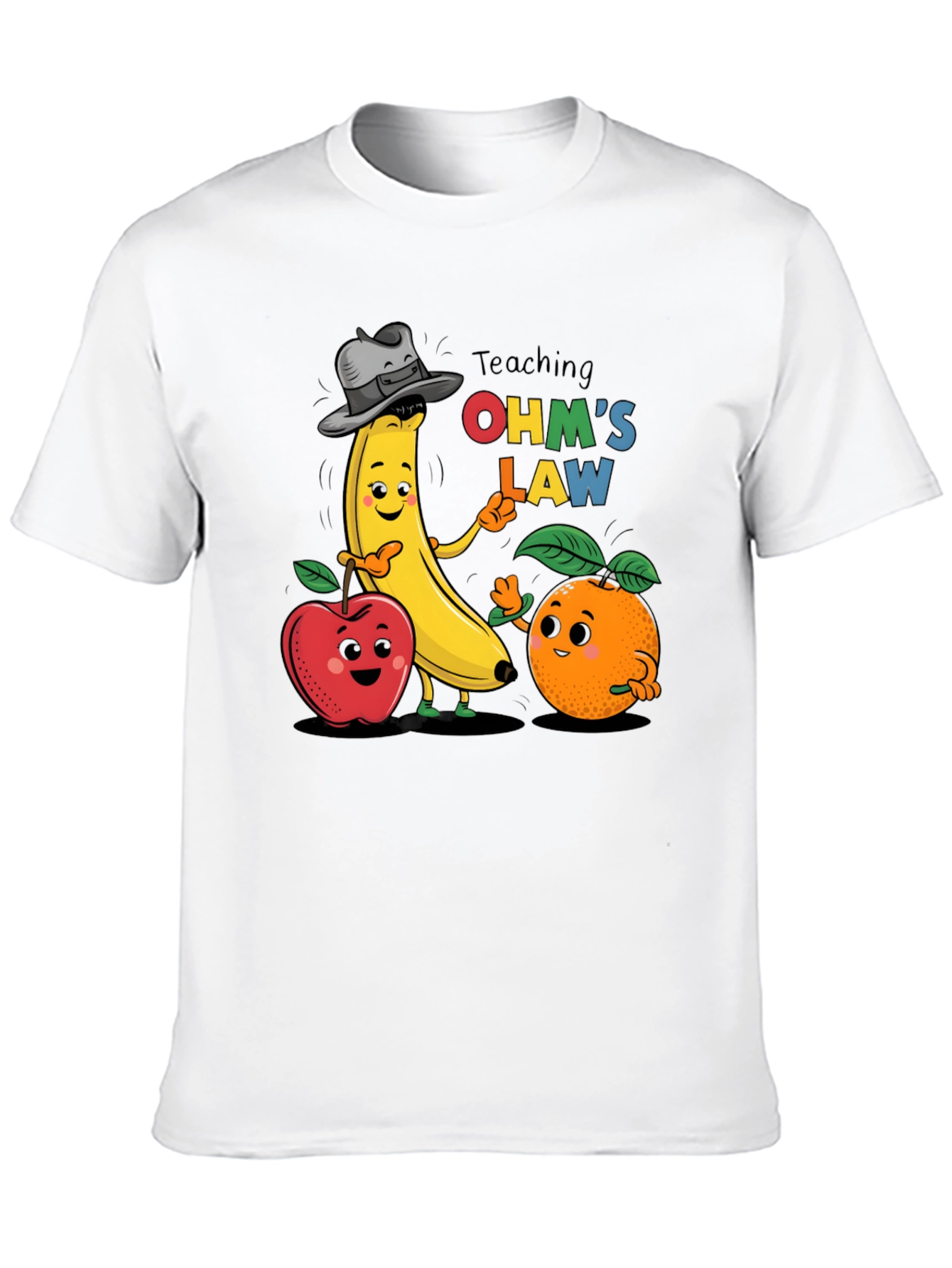 Ohms Law Fruit Cartoon Black T-Shirt