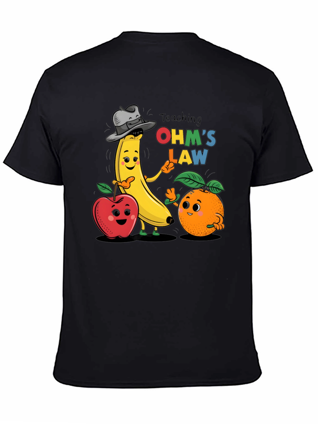 Ohms Law Fruit Cartoon Black T-Shirt