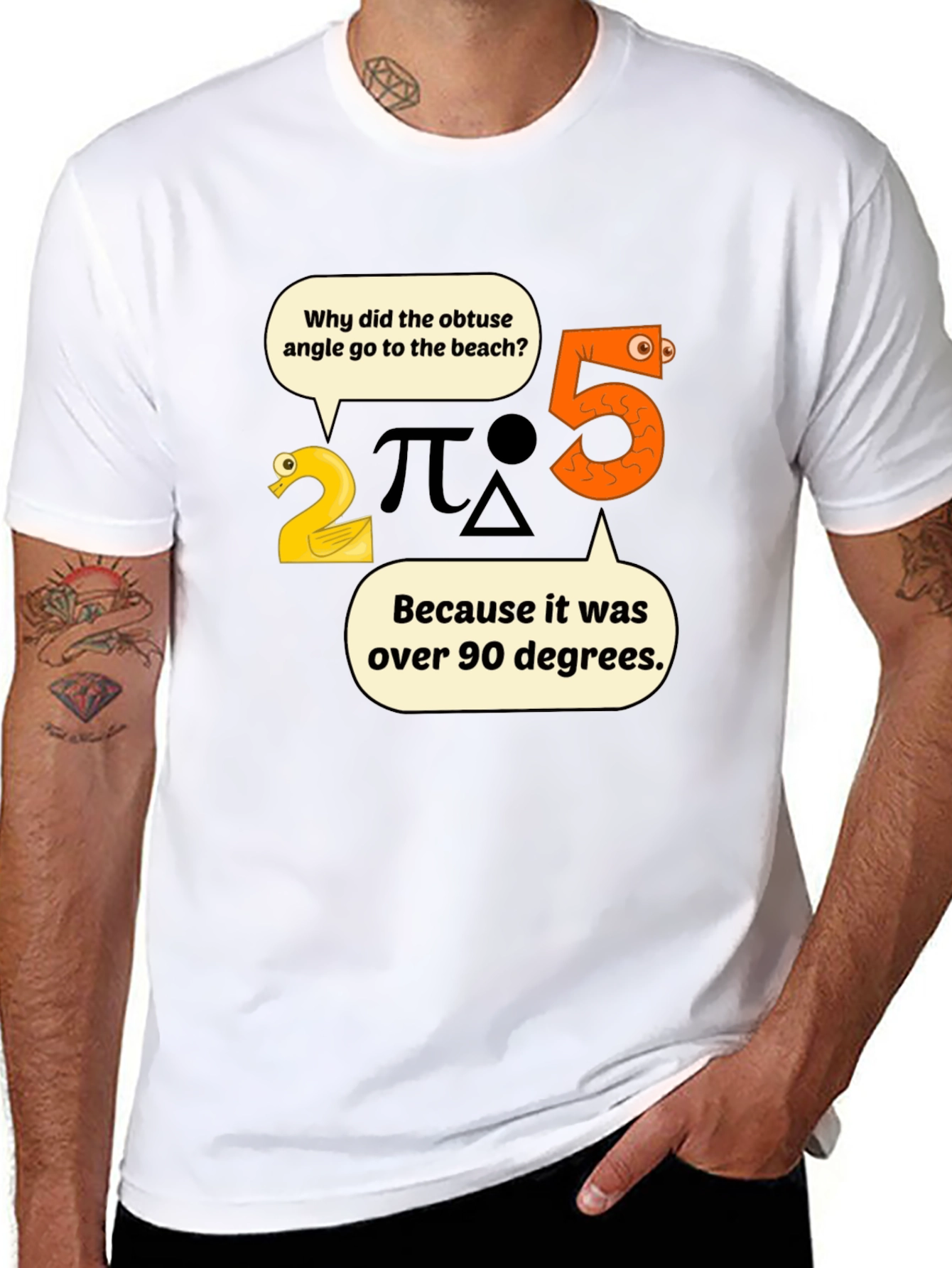 Funny Math Pun T-Shirt - Obtuse Angle Beach Trip