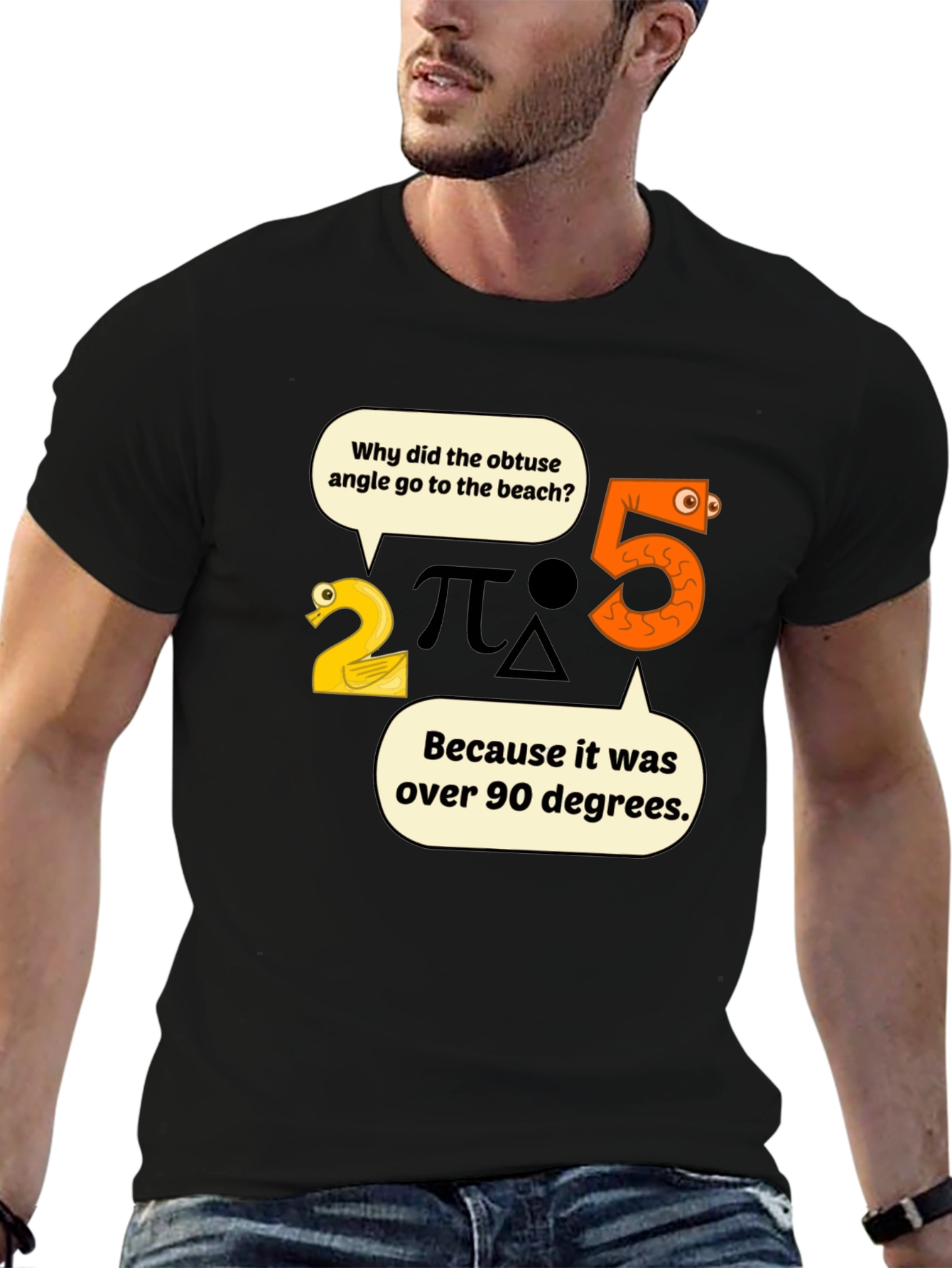 Funny Math Pun T-Shirt - Obtuse Angle Beach Trip