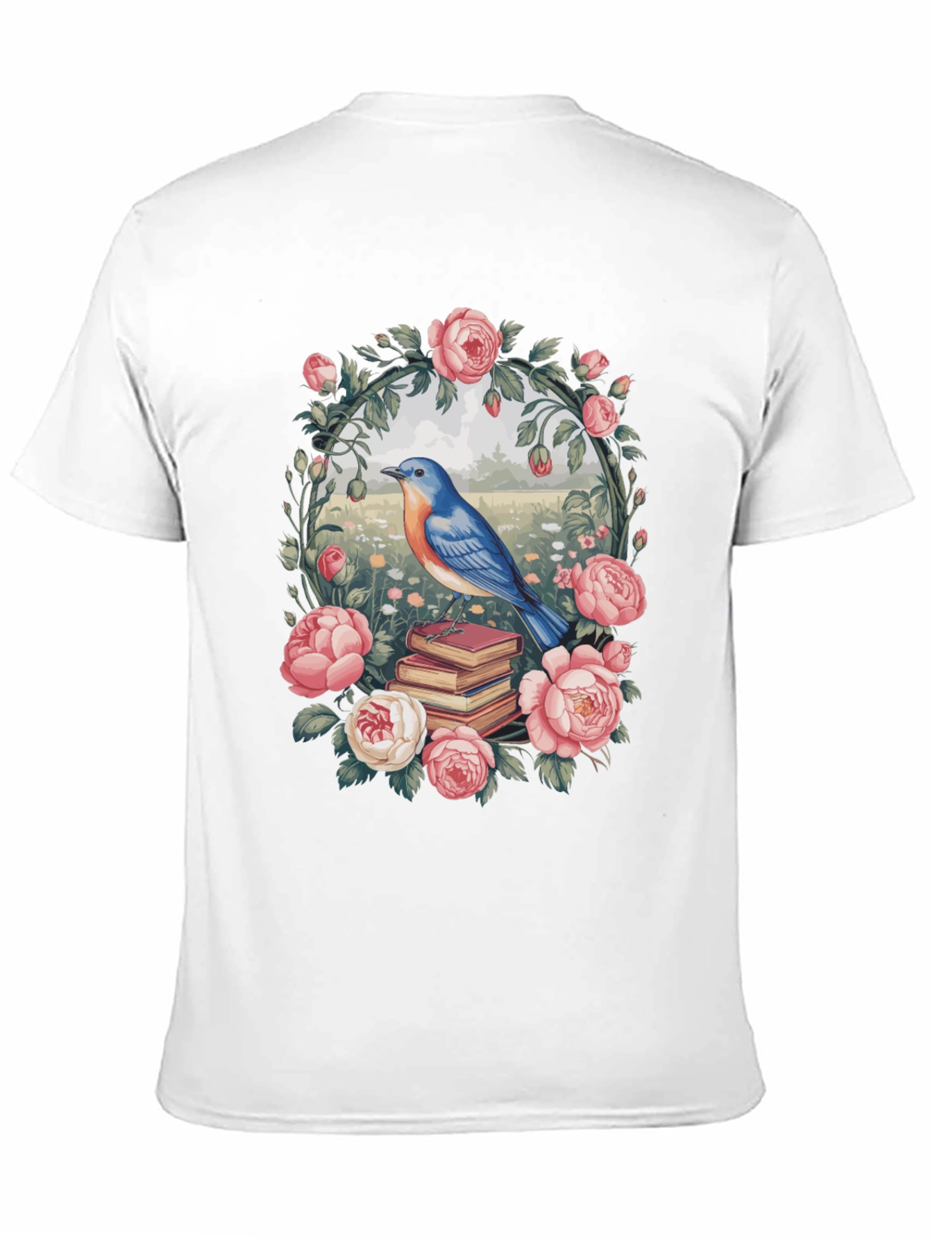Floral Bird & Books Graphic Tee