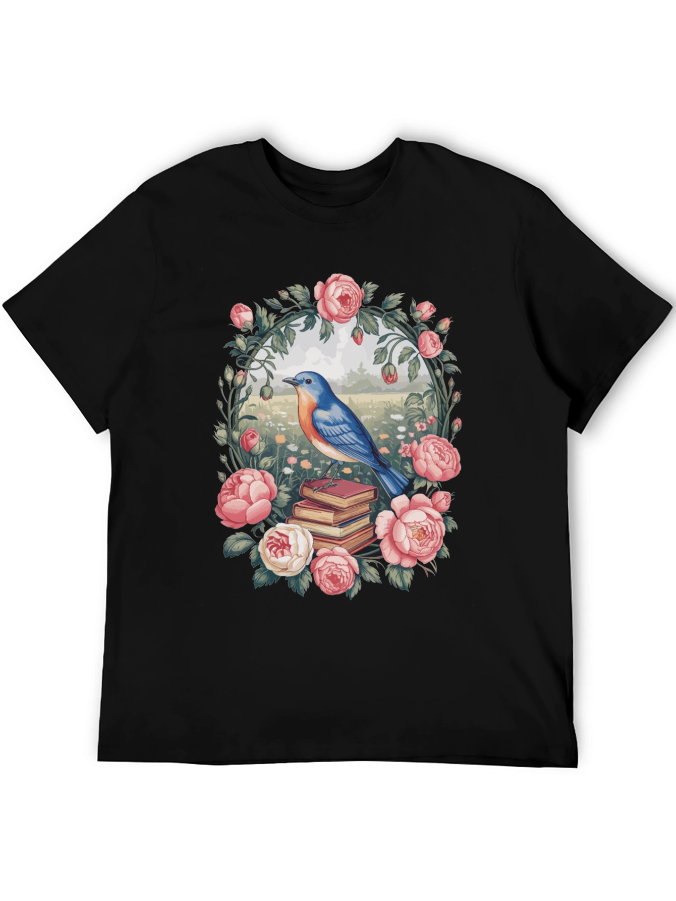 Floral Bird & Books Graphic Tee