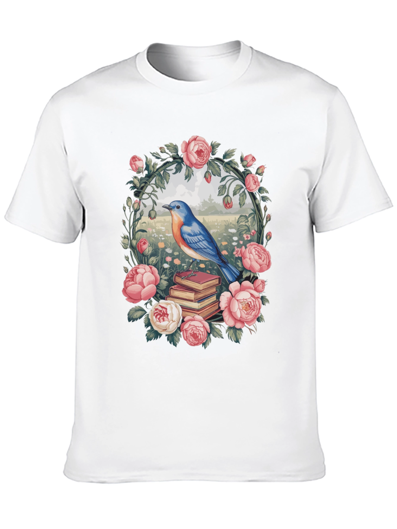 Floral Bird & Books Graphic Tee