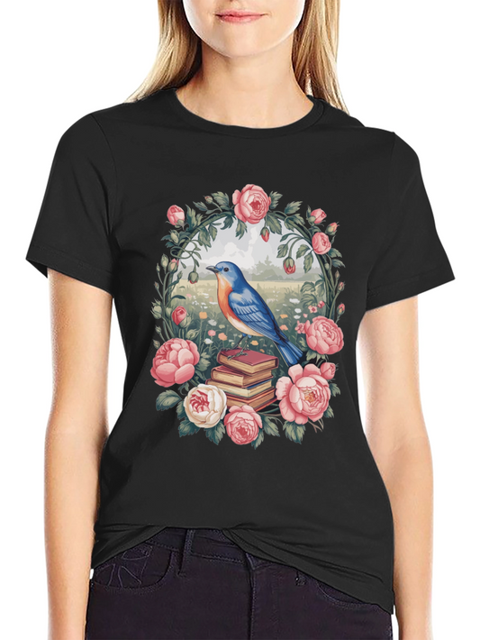 Floral Bird & Books Graphic Tee