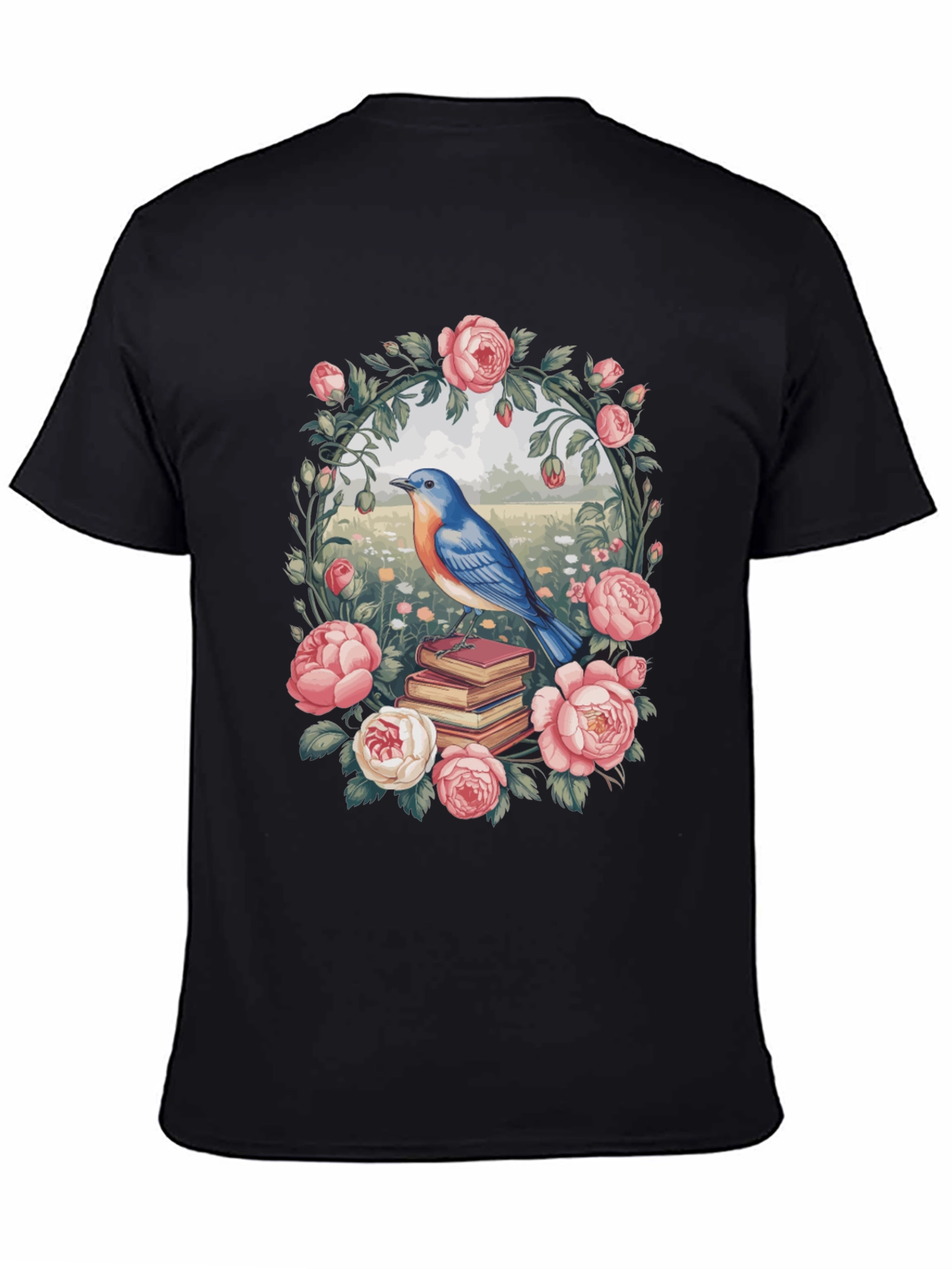 Floral Bird & Books Graphic Tee