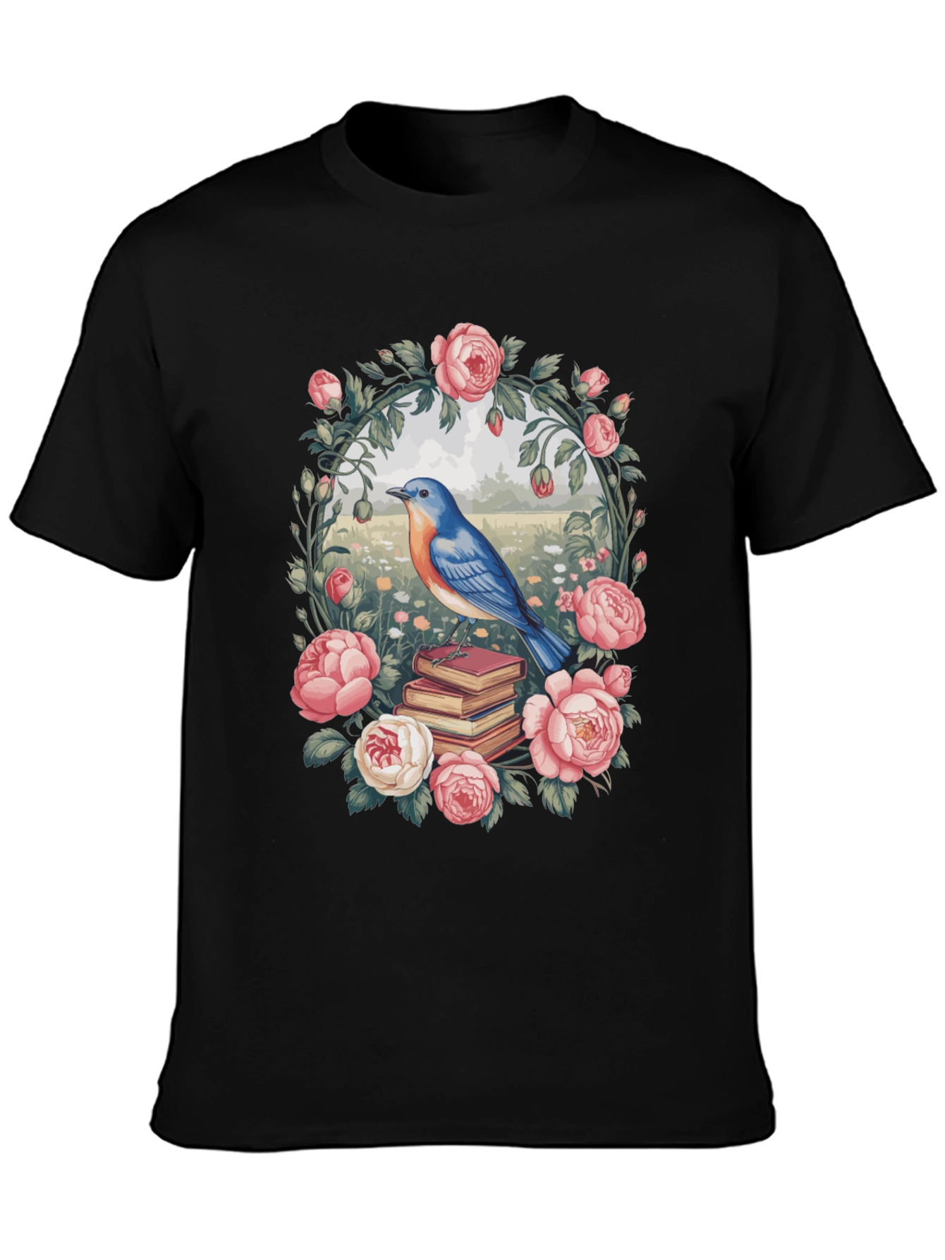 Floral Bird & Books Graphic Tee