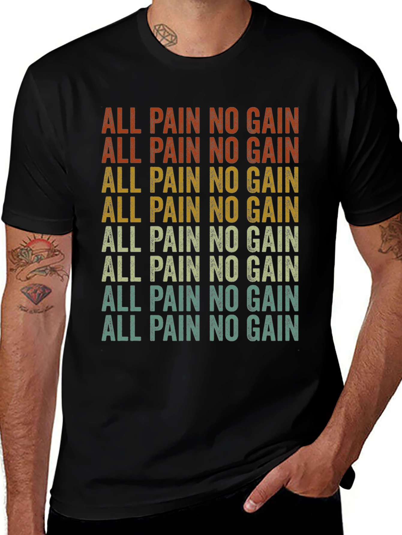 All Pain No Gain Retro Graphic Tee