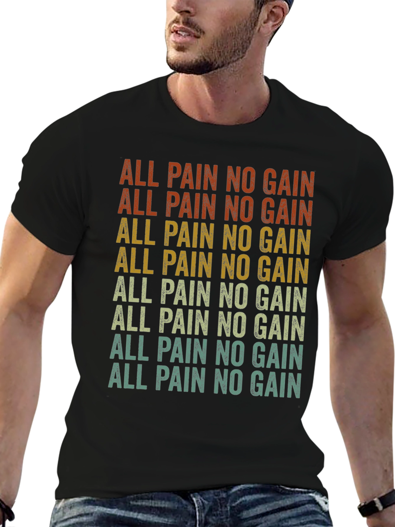 All Pain No Gain Retro Graphic Tee