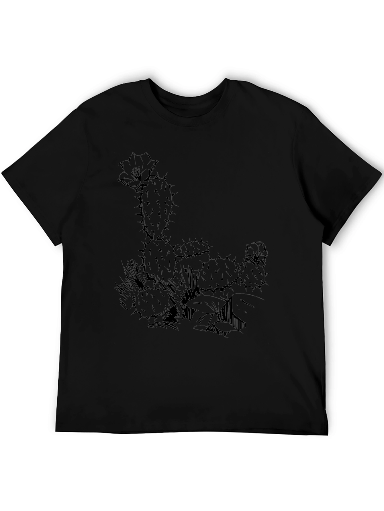 Cactus Graphic Tee - Black Cotton T-Shirt