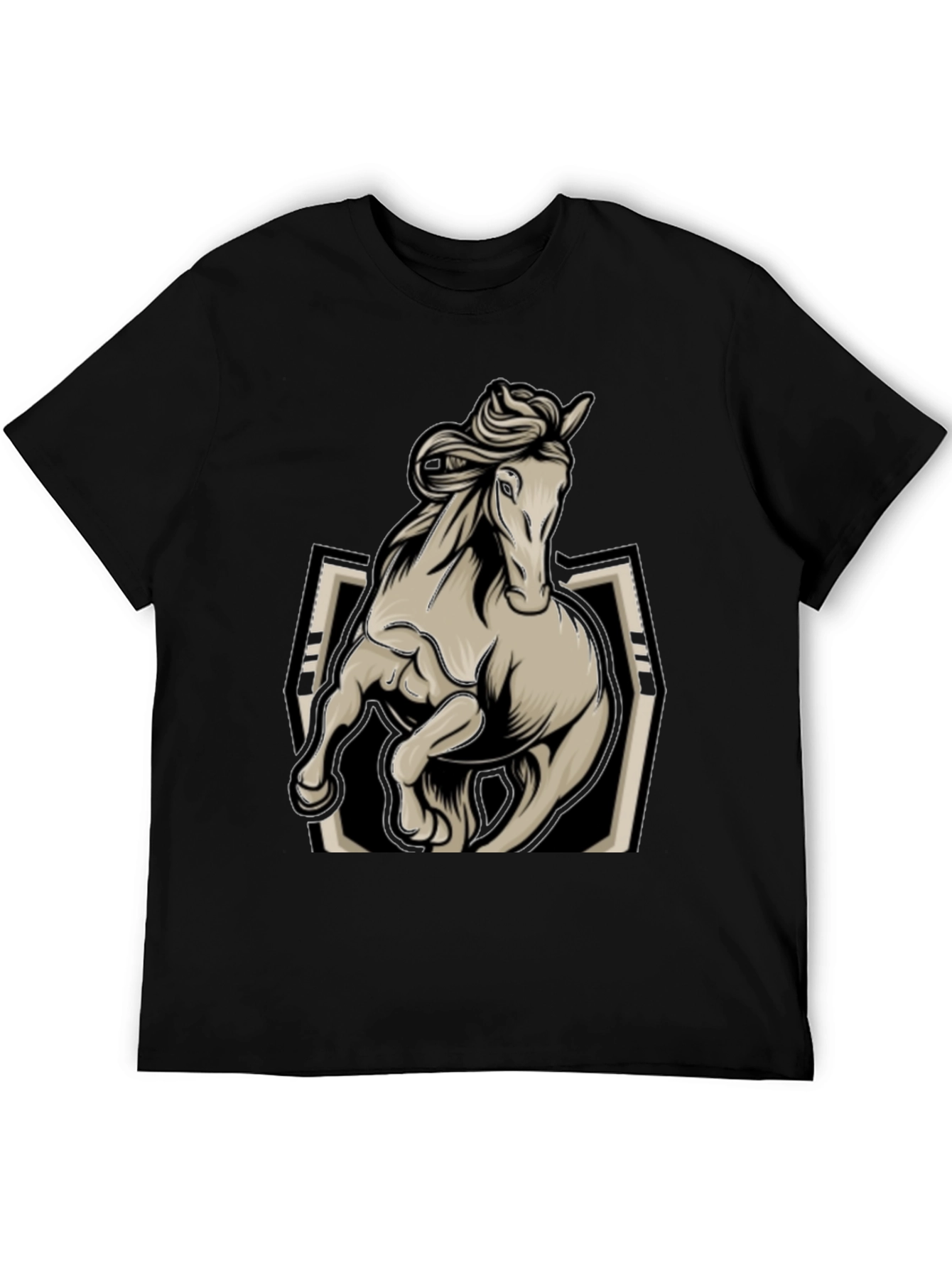 Horse Graphic Tee - Stylish Black Mens T-Shirt