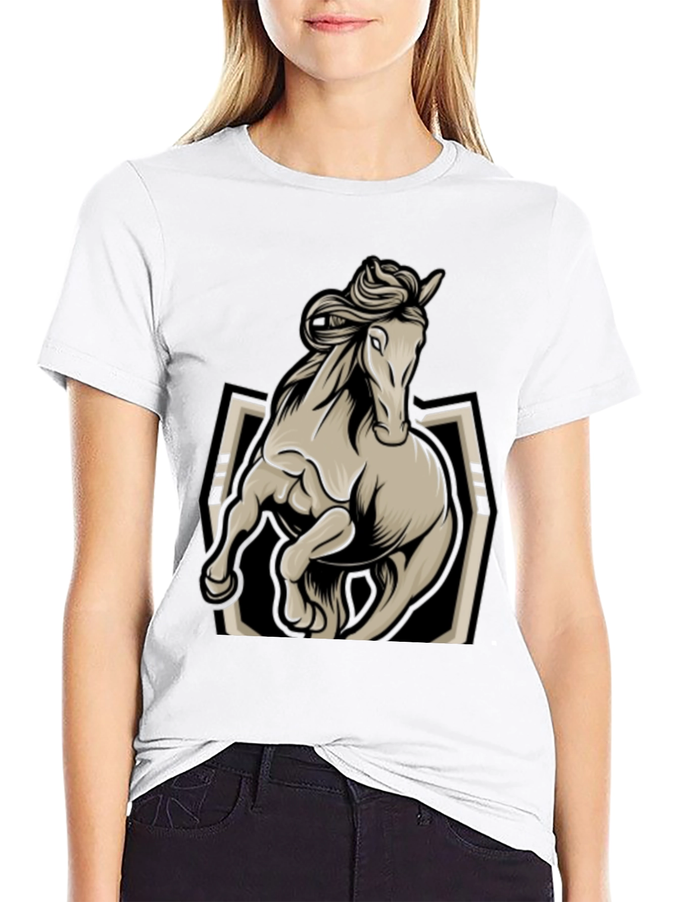 Horse Graphic Tee - Stylish Black Mens T-Shirt