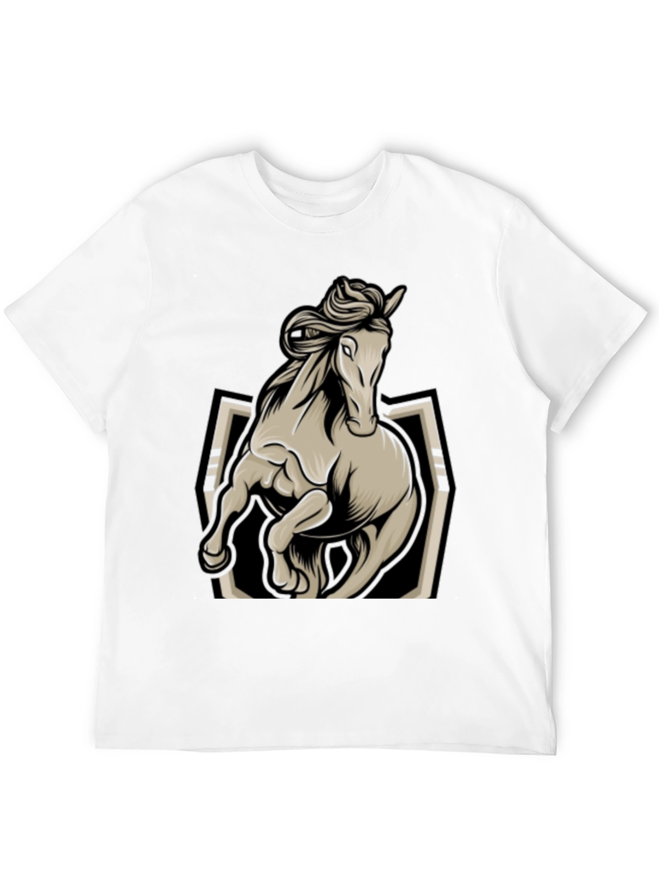 Horse Graphic Tee - Stylish Black Mens T-Shirt