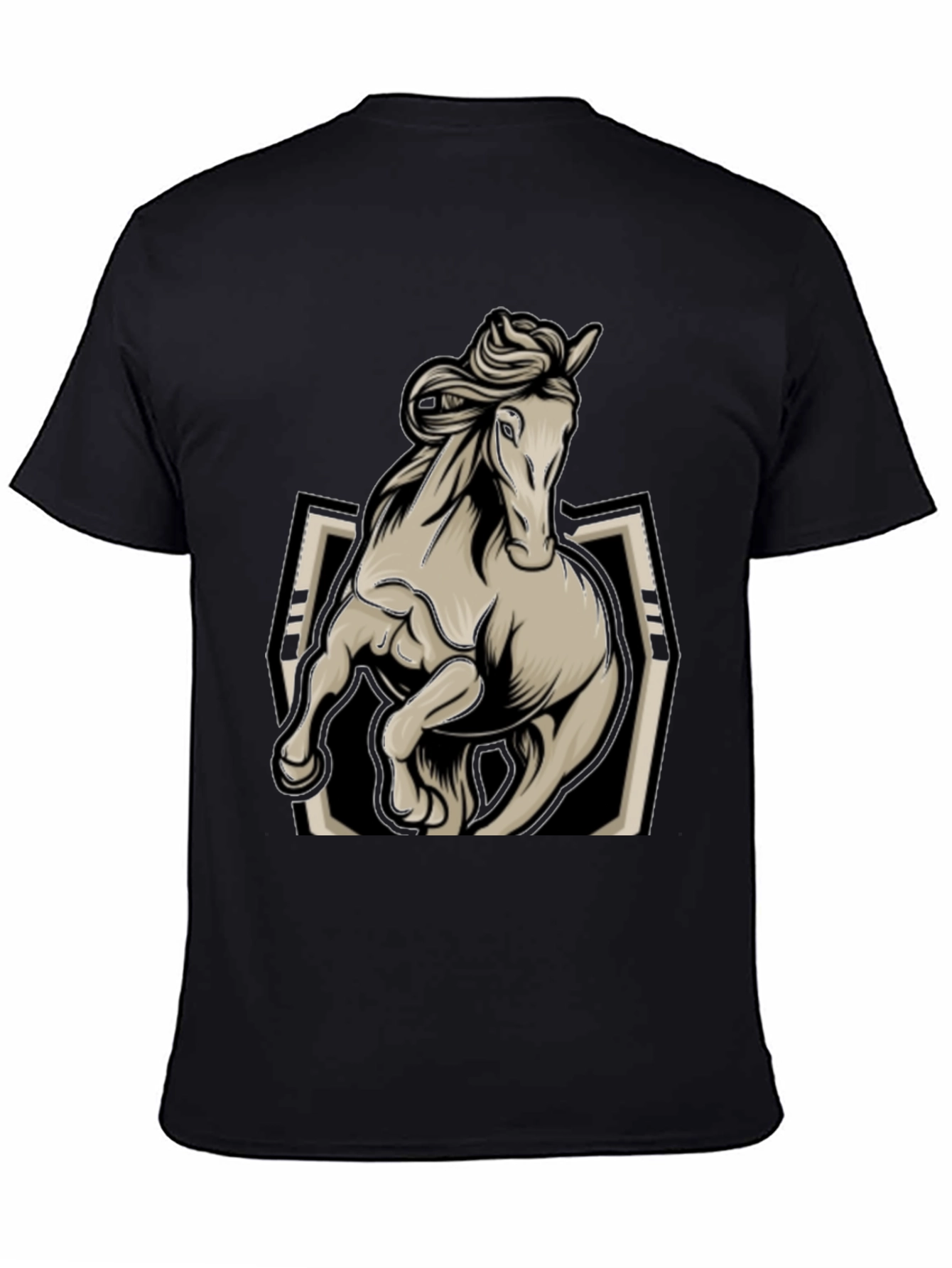 Horse Graphic Tee - Stylish Black Mens T-Shirt