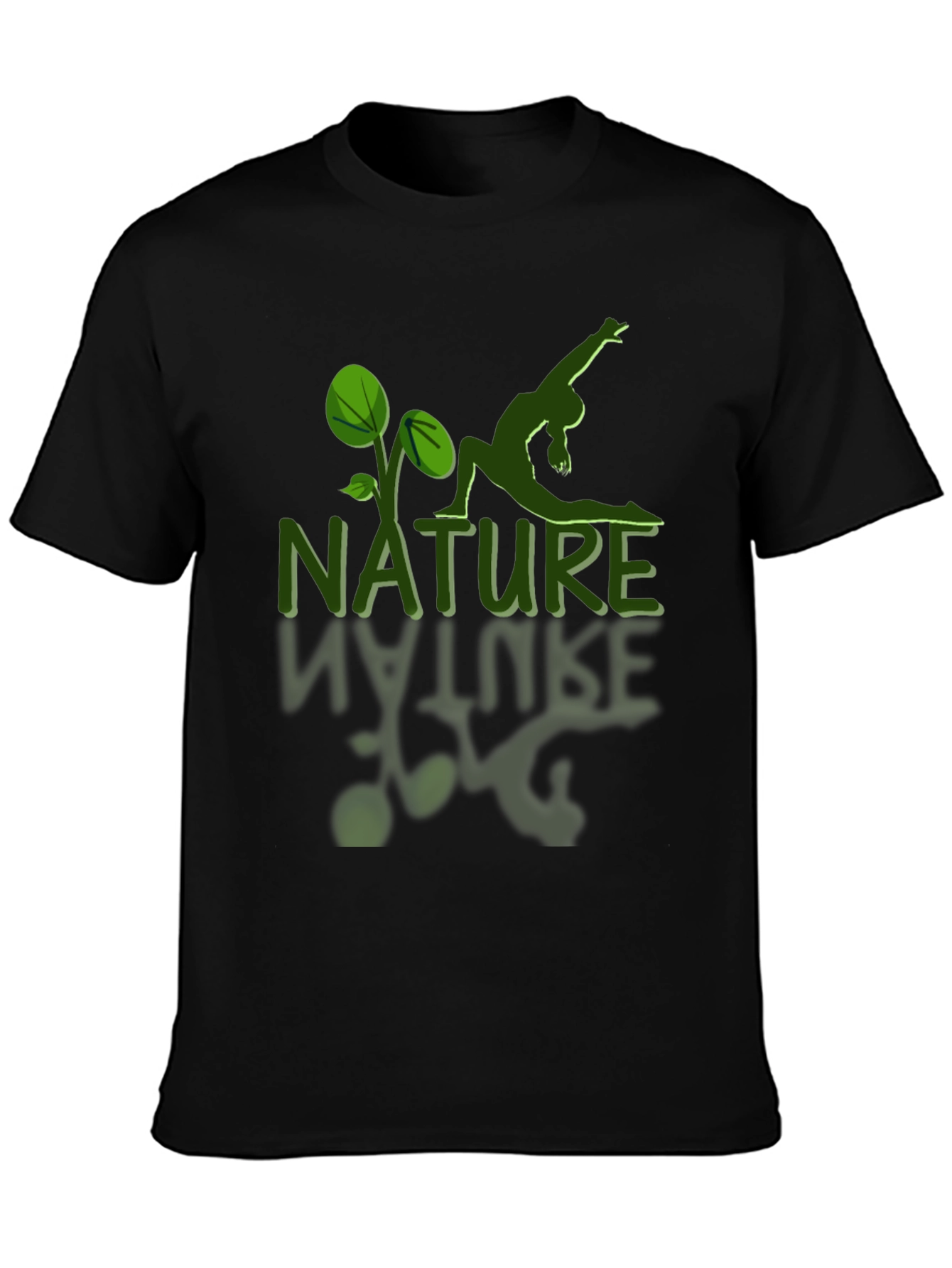 Nature Yoga Graphic T-Shirt - Black Cotton Tee