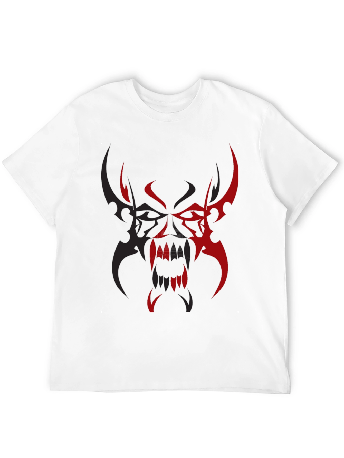 Mens Black T-Shirt with Red/Black Tribal Demon Design