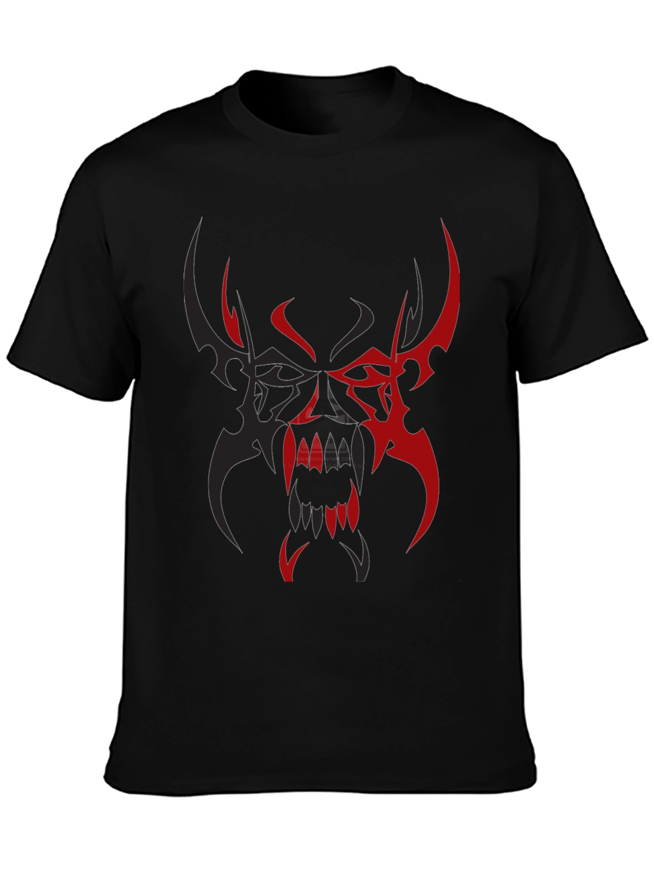 Mens Black T-Shirt with Red/Black Tribal Demon Design