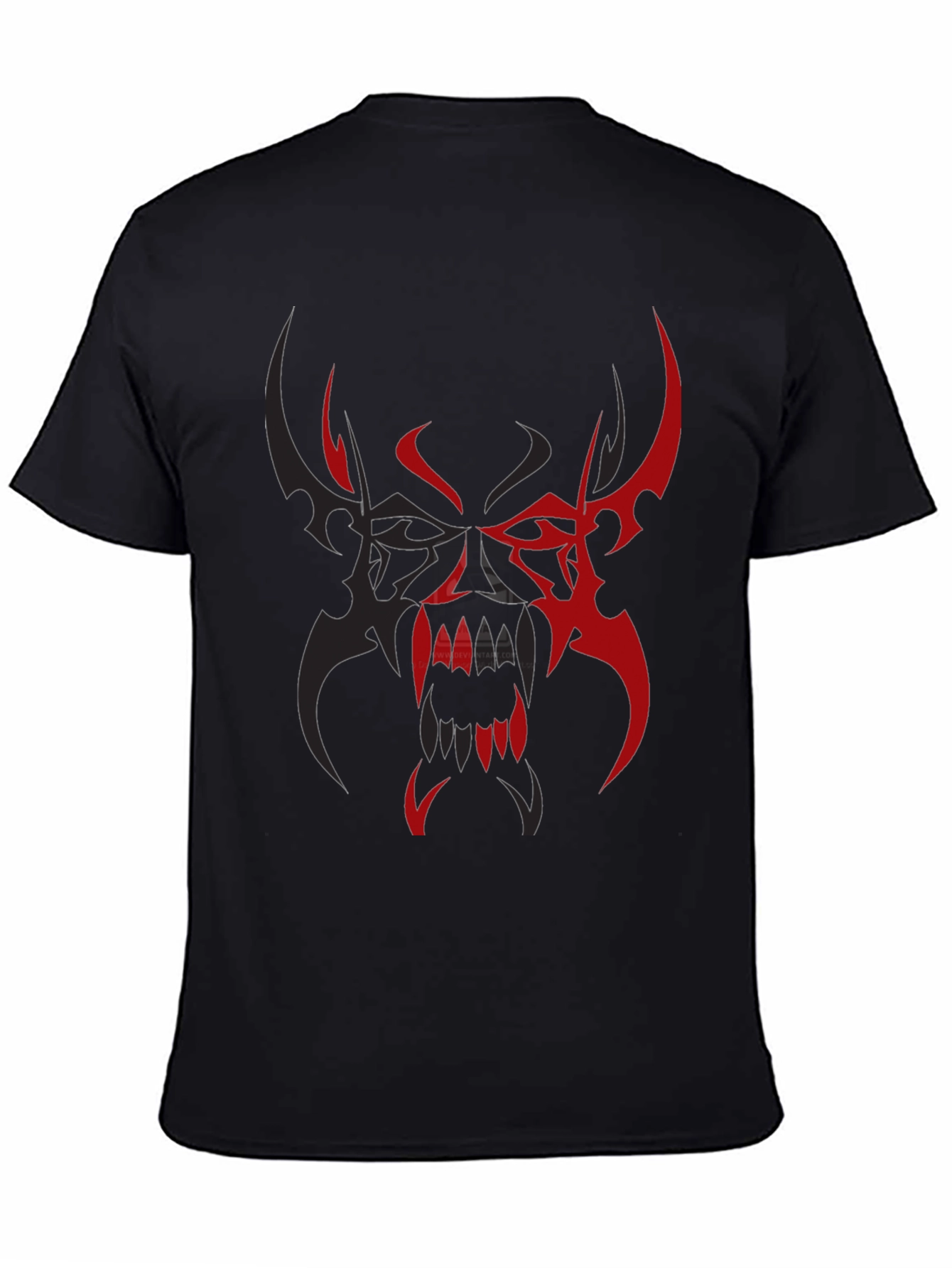 Mens Black T-Shirt with Red/Black Tribal Demon Design