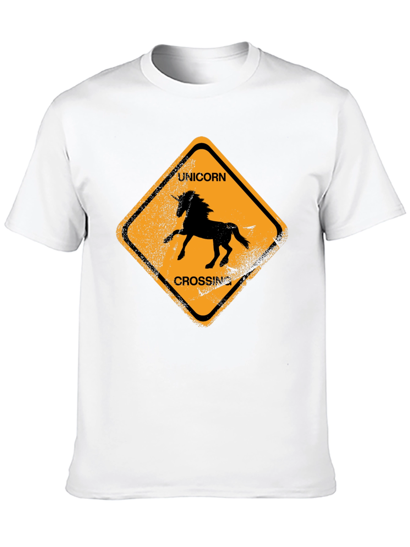 Unicorn Crossing Black Cotton T-Shirt