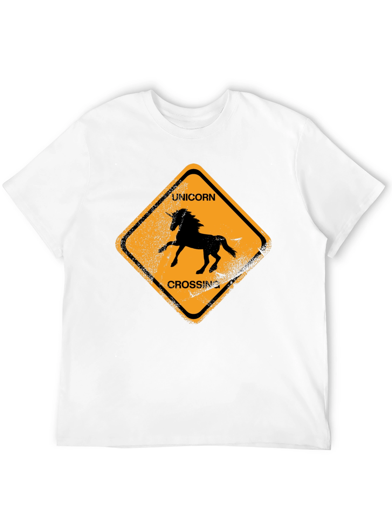 Unicorn Crossing Black Cotton T-Shirt