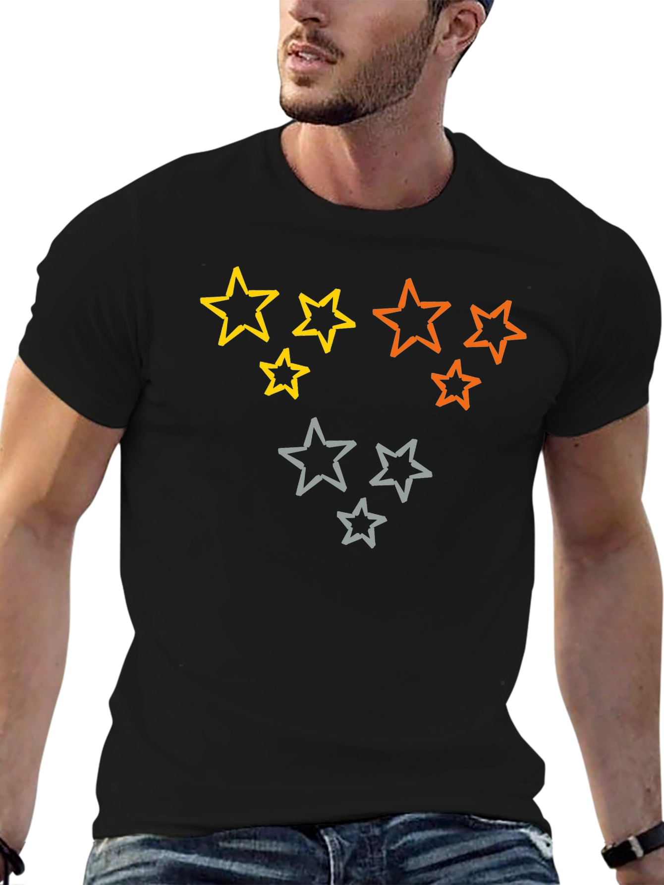 Star Pattern Black T-Shirt