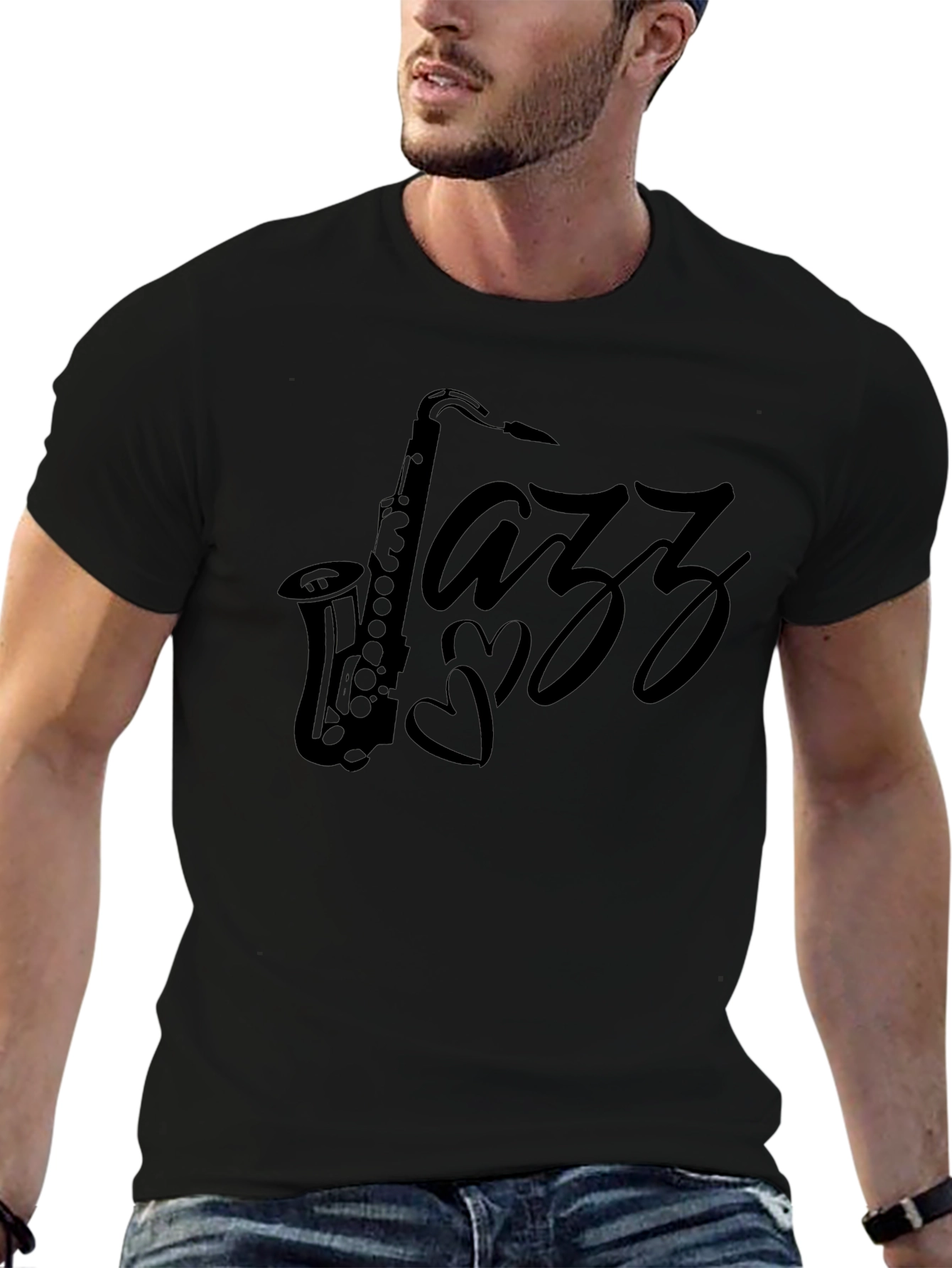 Jazz Music Saxophone T-Shirt - Mens Black Tee